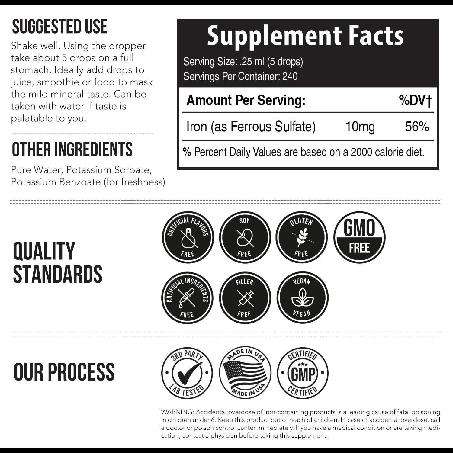 Suplemento de Hierro Líquido Iónico Triquetra Health 236 Porciones