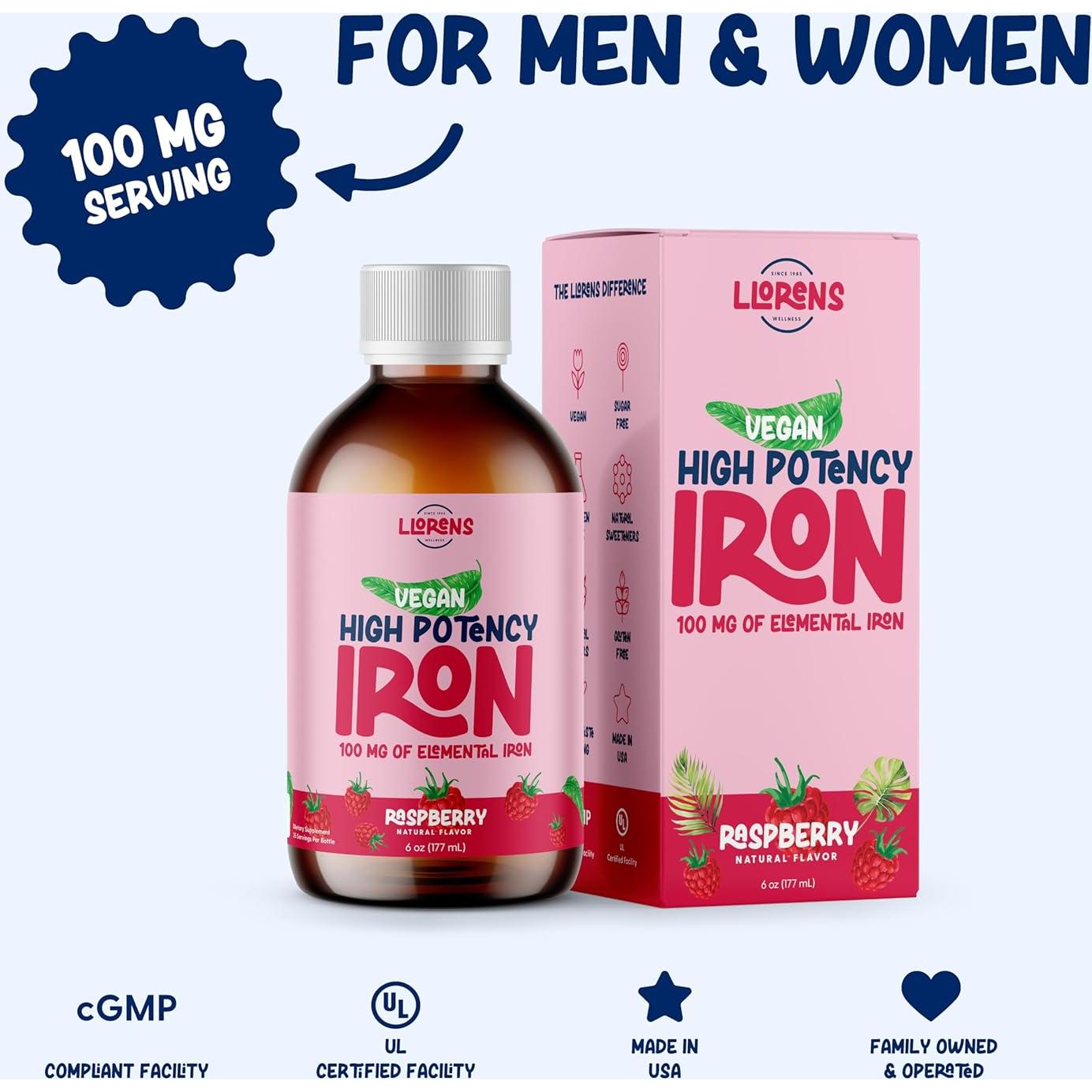 Suplemento de Hierro Líquido Llorens 100mg Frambuesa 170g