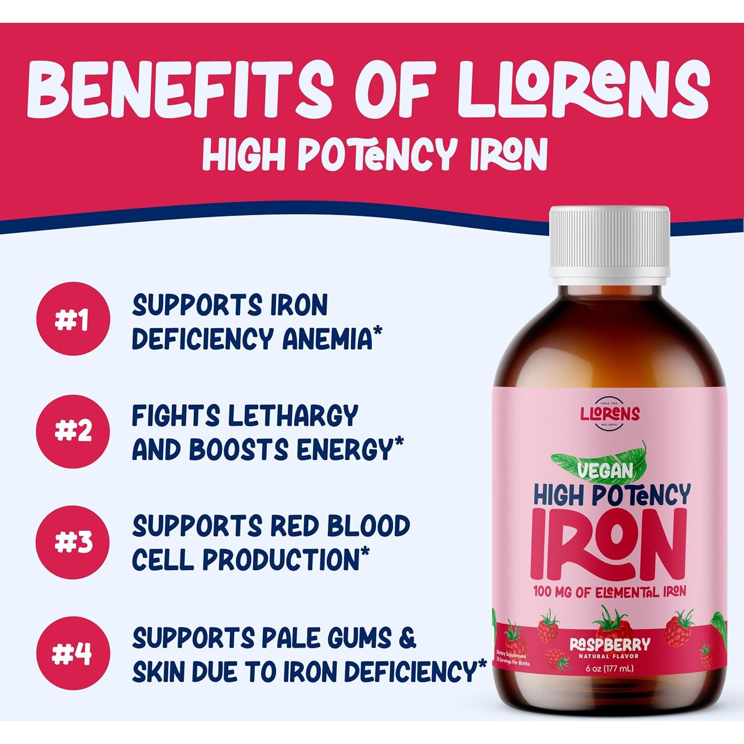 Suplemento de Hierro Líquido Llorens 100mg Frambuesa 170g