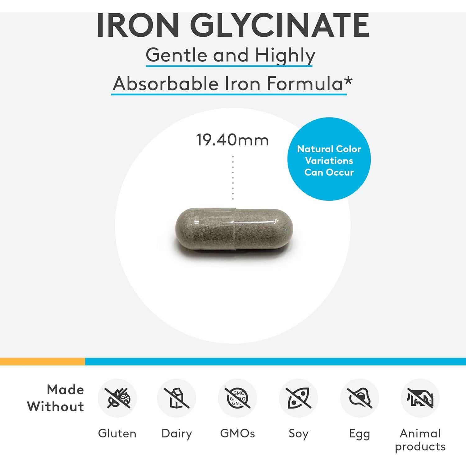 Suplemento de Hierro Glicinato XYMOGEN - Alta Absorción - 120 Cápsulas