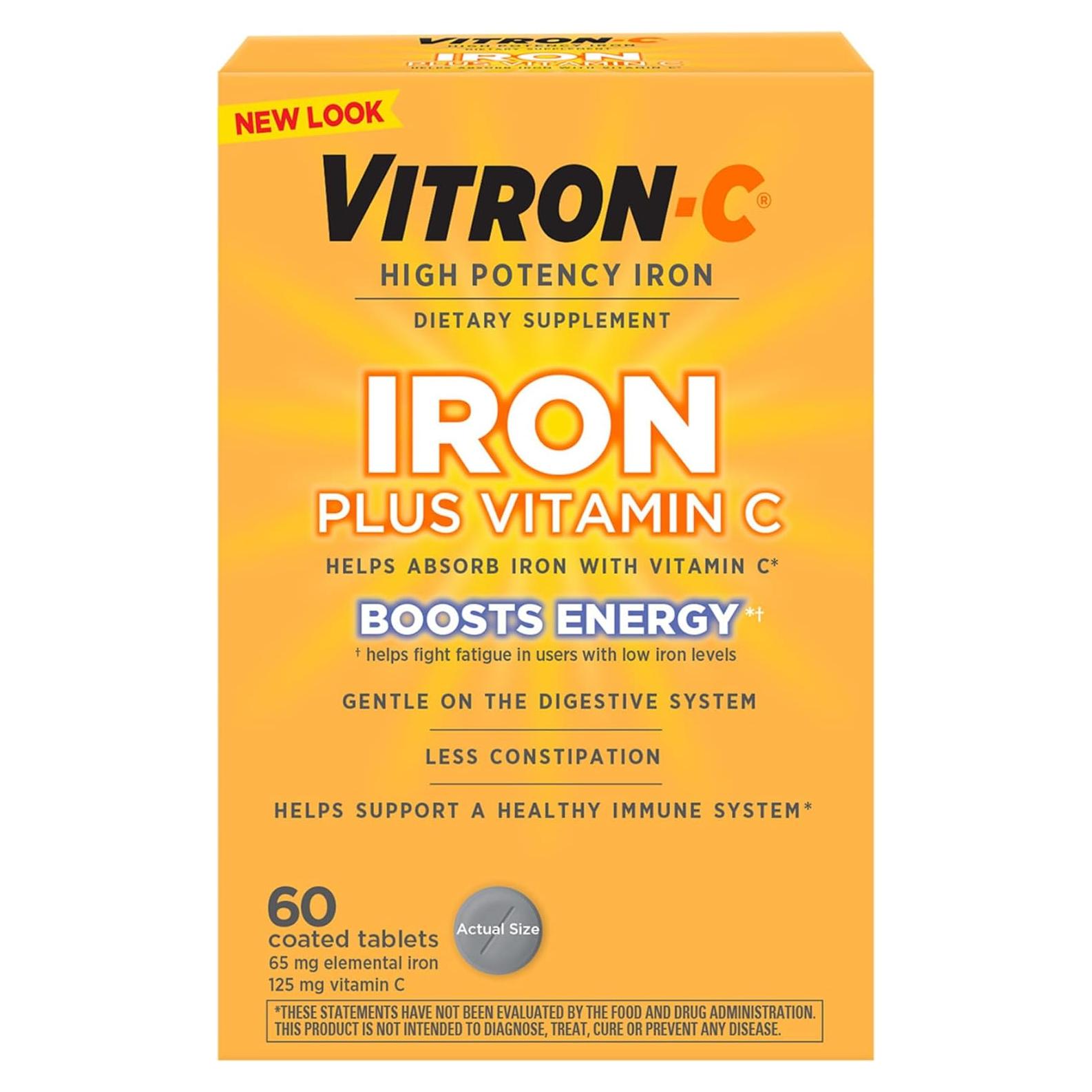 Suplemento de Hierro Vitron-C 60 Pastillas Alta Potencia
