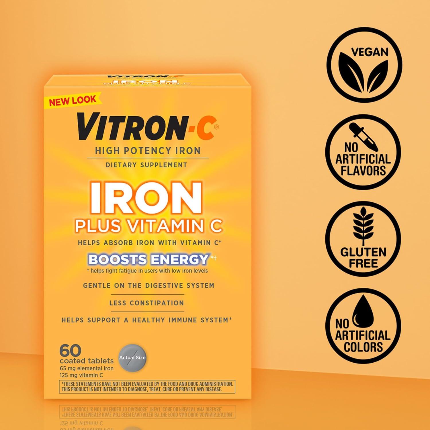 Suplemento de Hierro Vitron-C 60 Pastillas Alta Potencia