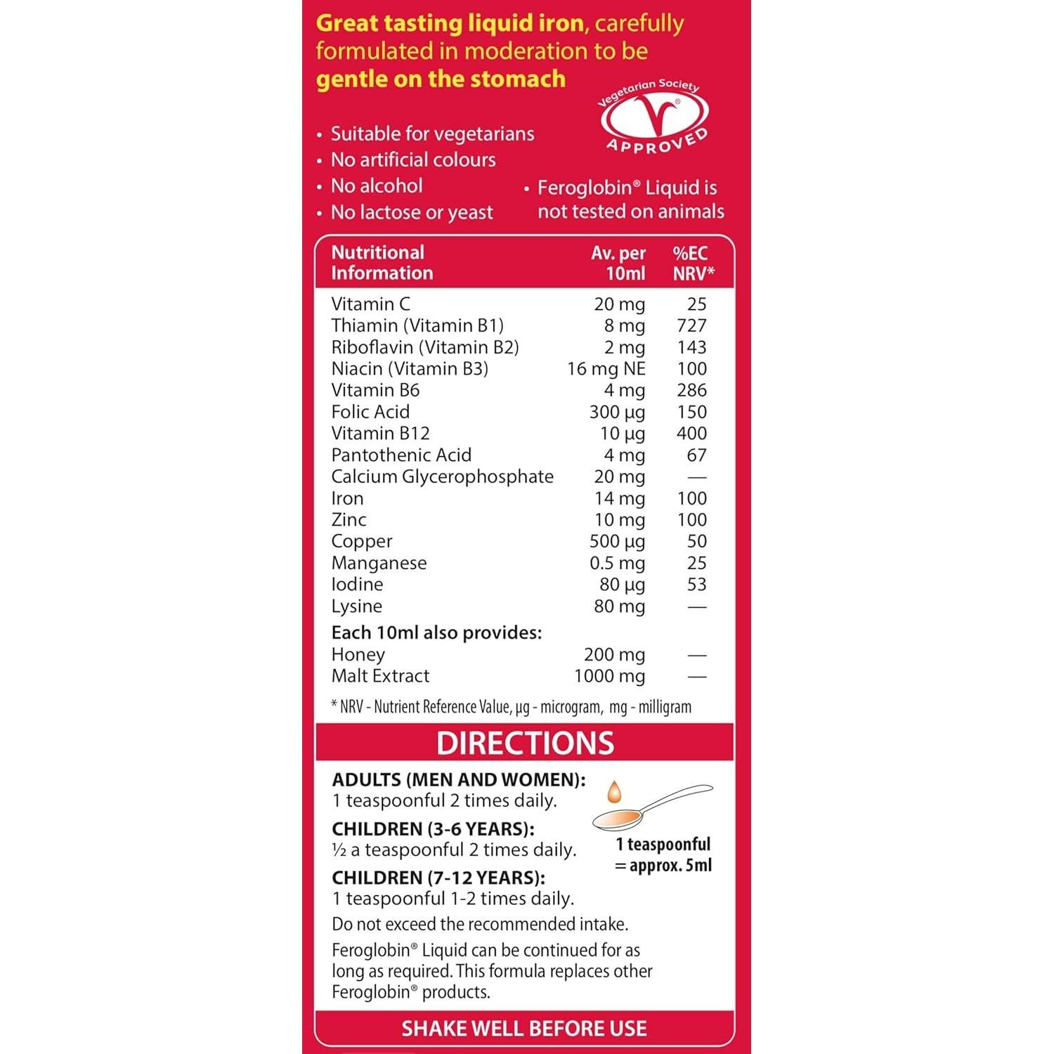 Feroglobin Líquido de Hierro 250ml - Suplemento Vitalidad