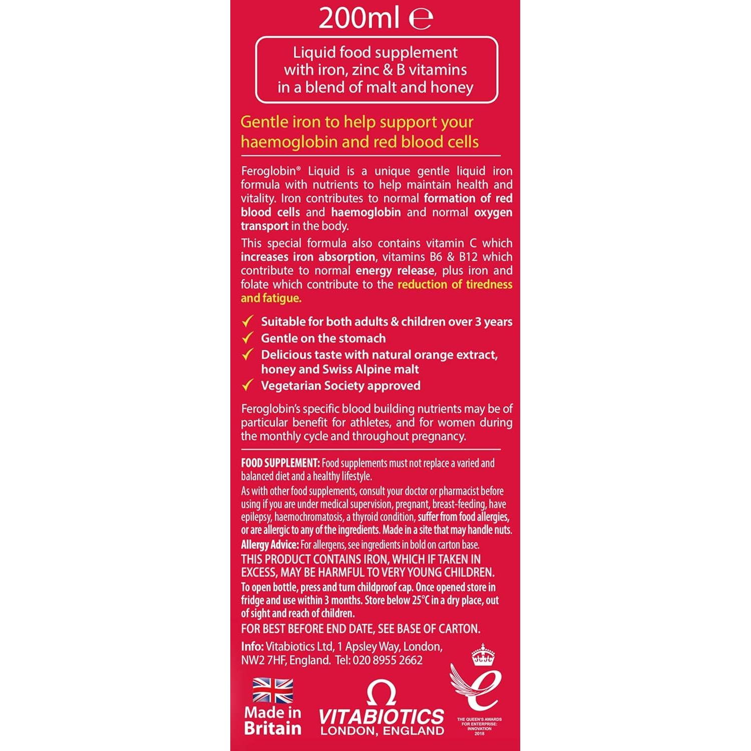 Feroglobin Líquido de Hierro 250ml - Suplemento Vitalidad