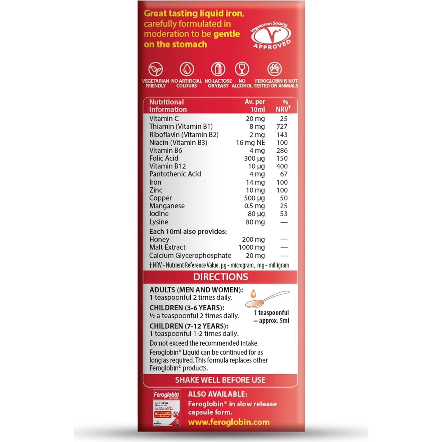 Feroglobin Líquido de Hierro 250ml - Suplemento Vitalidad