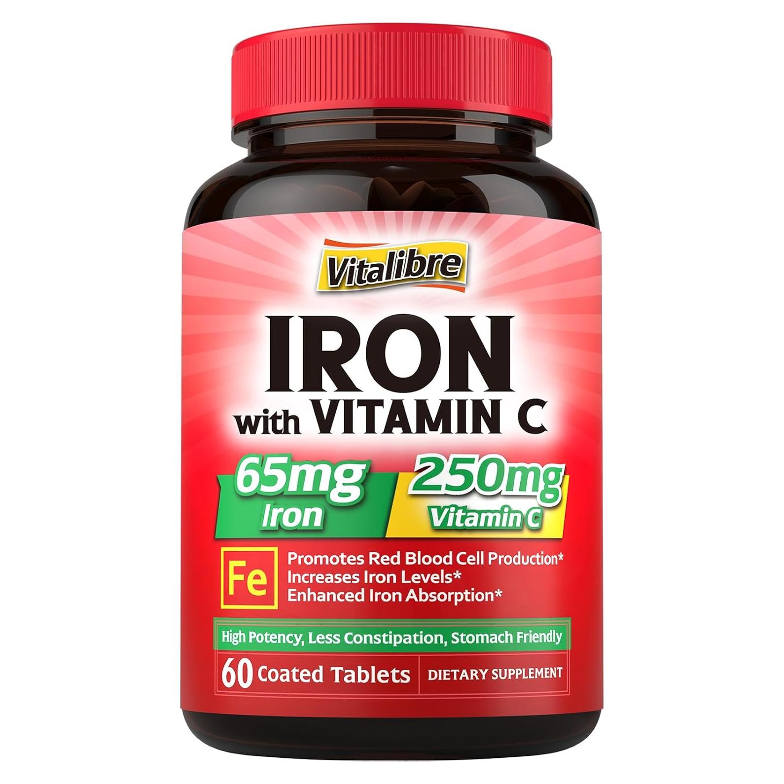 Suplemento de Hierro Carbonilo 65mg + Vitamina C 250mg Vitalibre