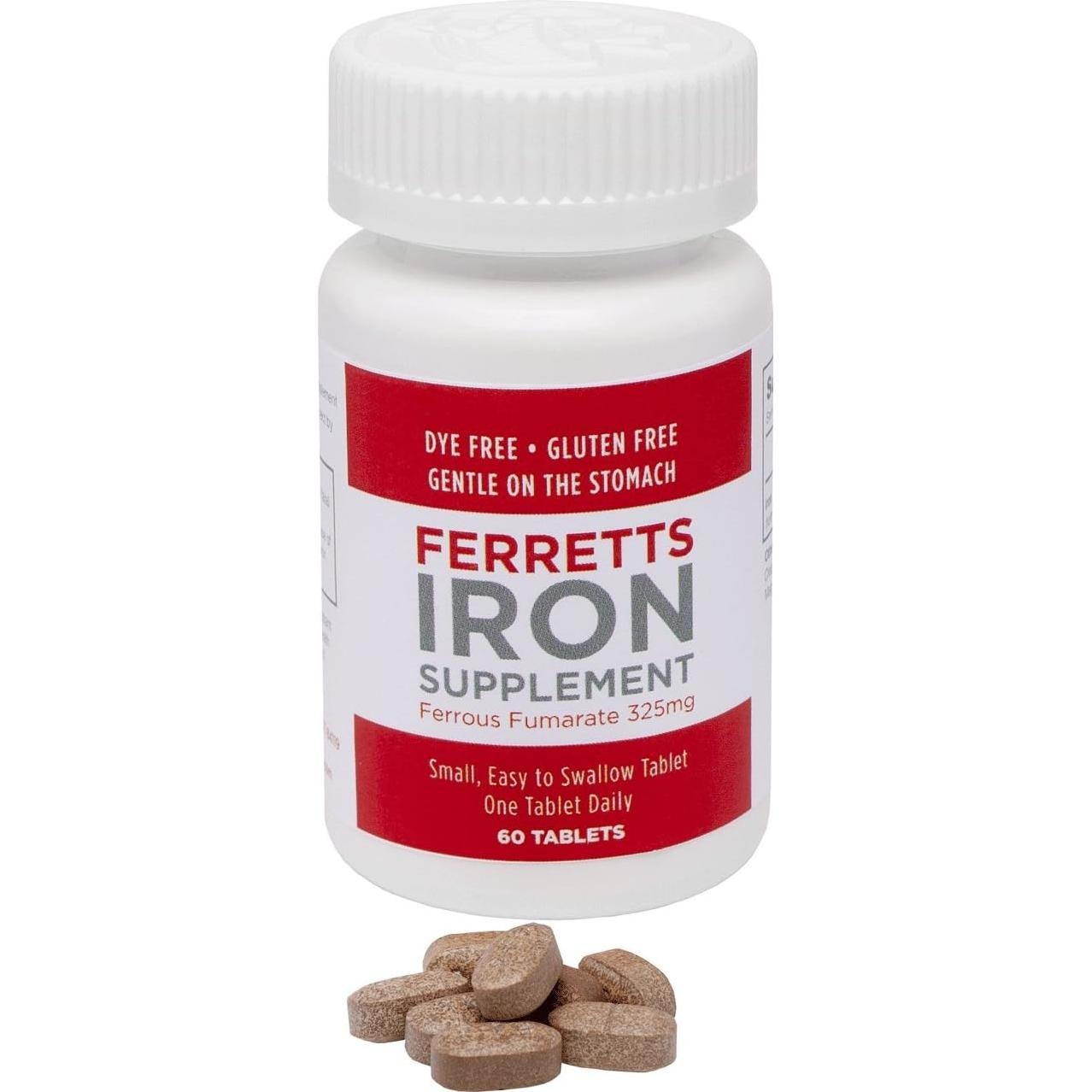 Tabletas de Hierro 106mg Ferretts - 60 Pastillas Suaves
