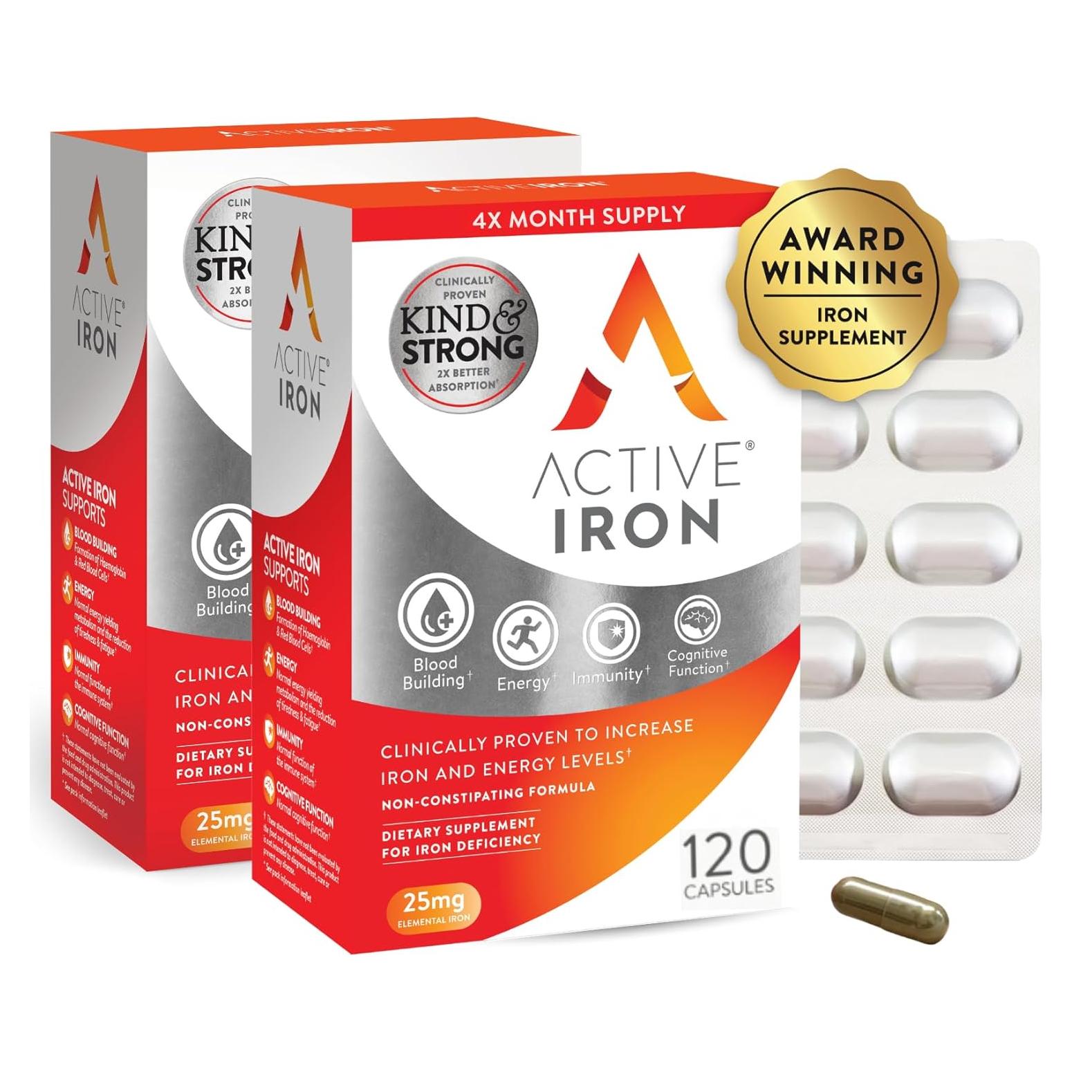 Suplemento de Hierro Activo 25mg - 60 Cápsulas - Sin Constipación