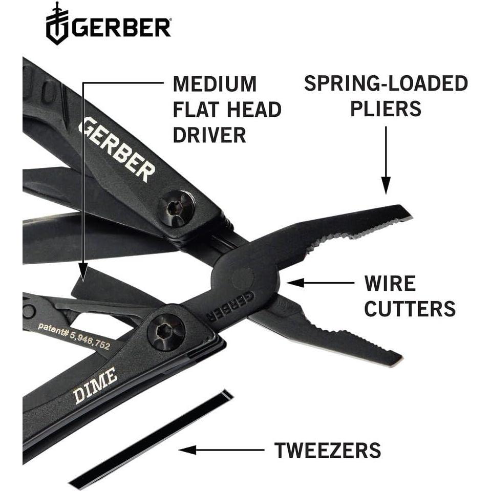 Multiherramienta EDC Gerber Dime 12-en-1 - Negro