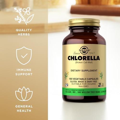 Chlorella Solgar 100 Cápsulas Vegetales - Vegano, Sin Gluten