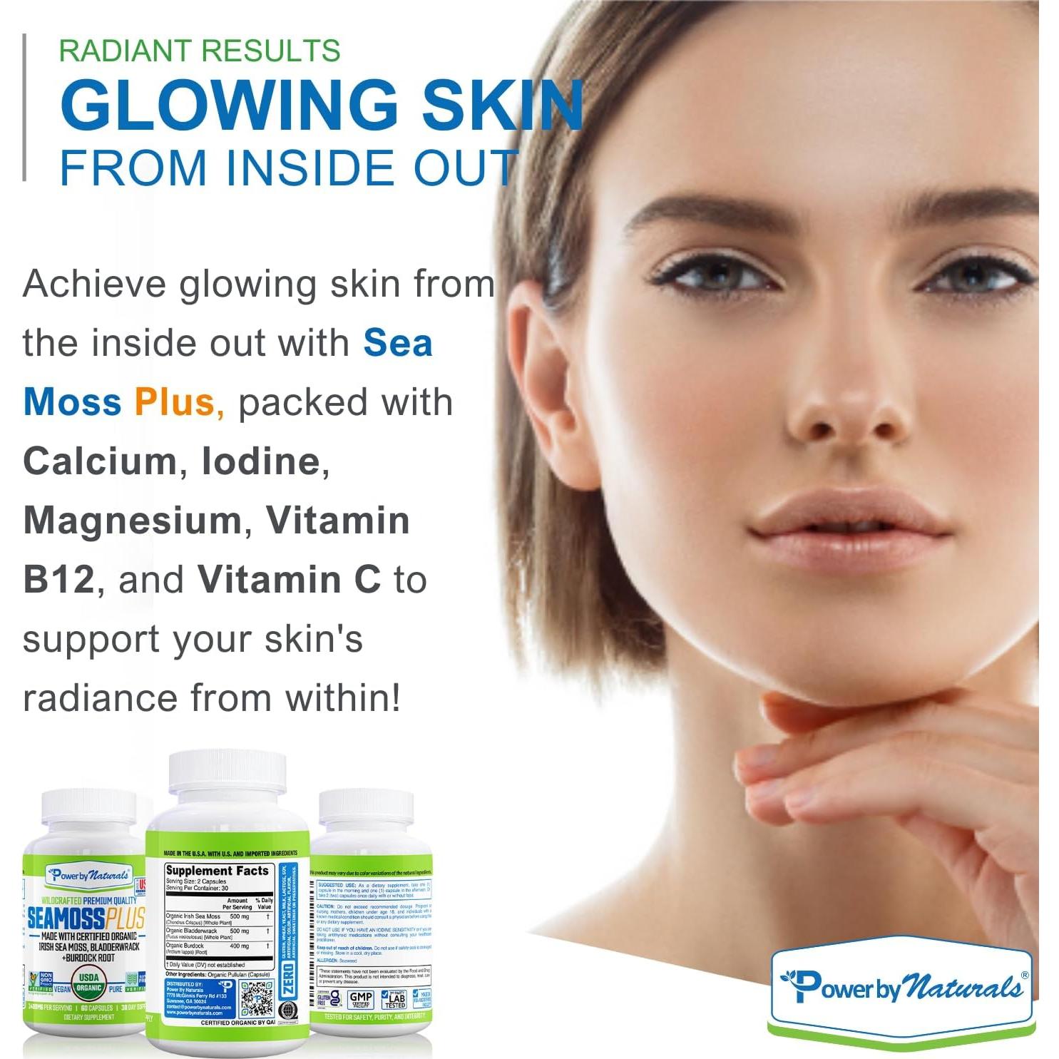 Cápsulas de Musgo Marino Plus Power By Naturals 60 Ct