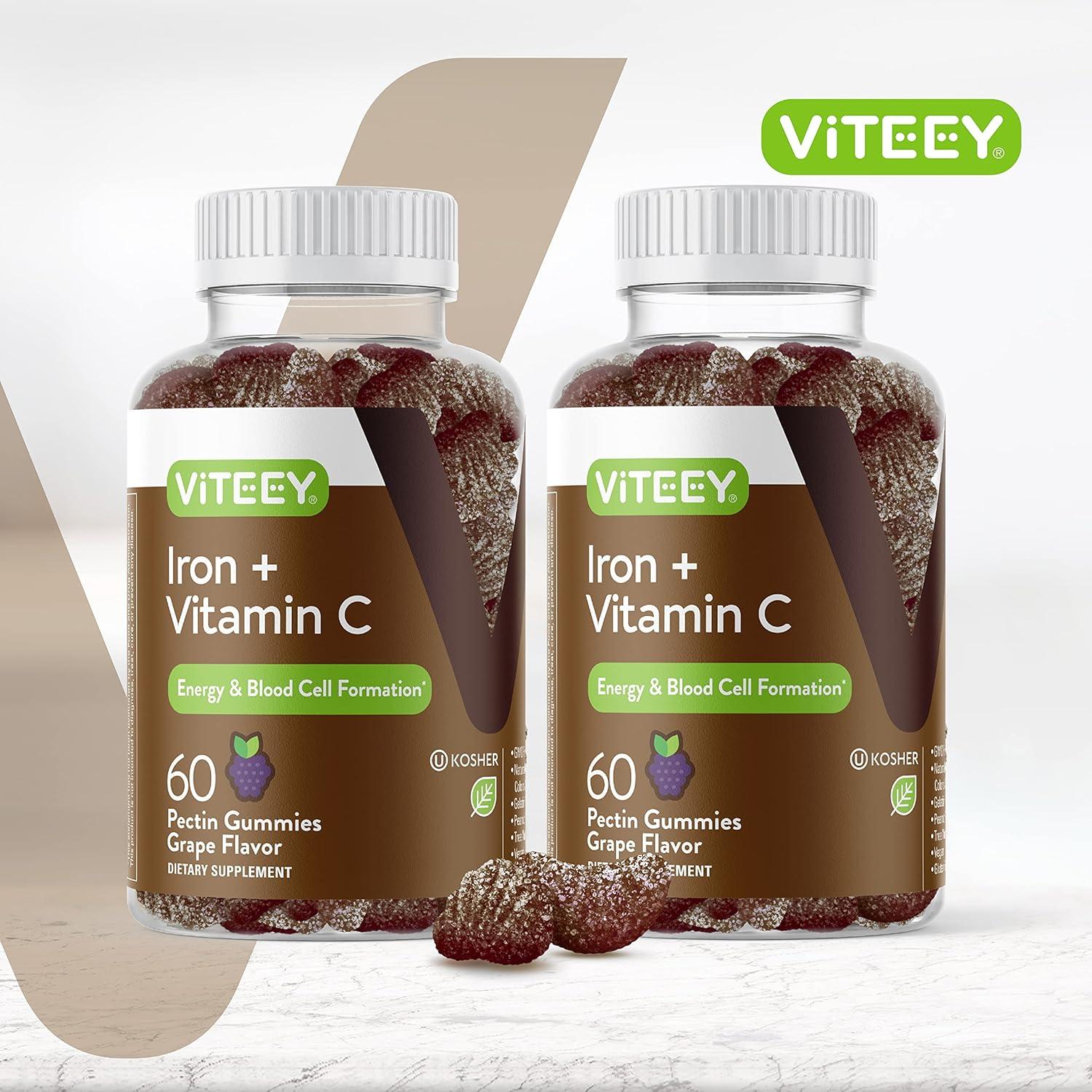 Gomitas de Hierro Viteey 20mg + Vitamina C 26mg - 120 Unidades