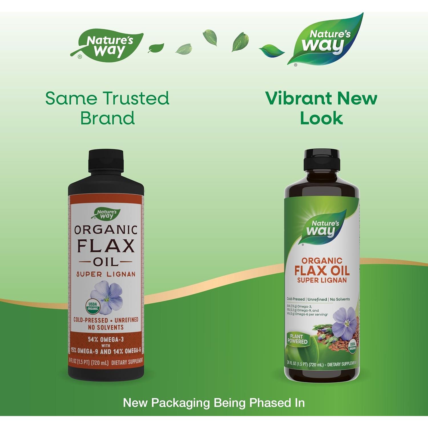 Aceite de Linaza Orgánico Nature's Way 710 ml Prensado en Frío