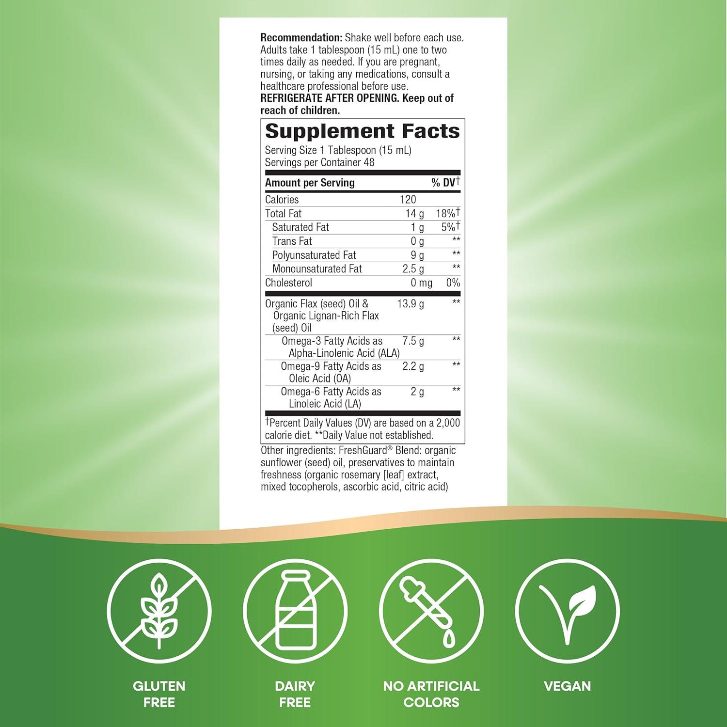 Aceite de Linaza Orgánico Nature's Way 710 ml Prensado en Frío