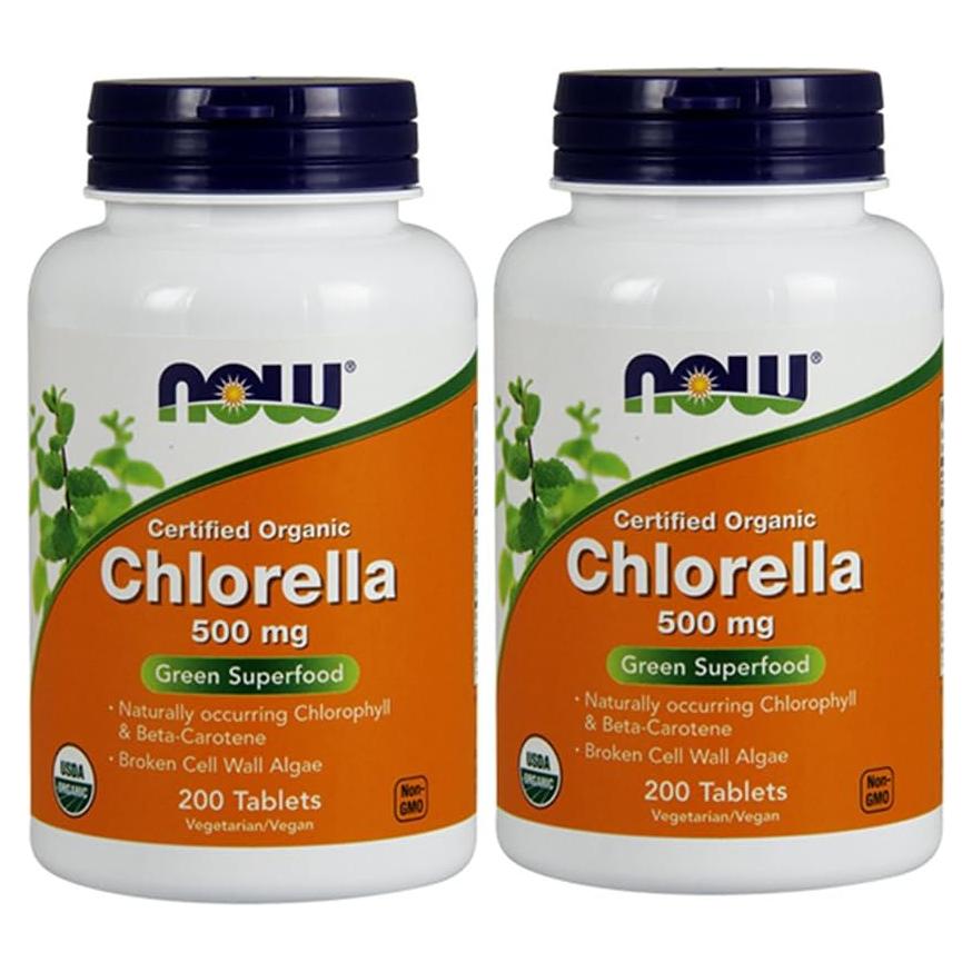 Chlorella 500 mg Now Foods 200 Tabletas Superalimento Verde
