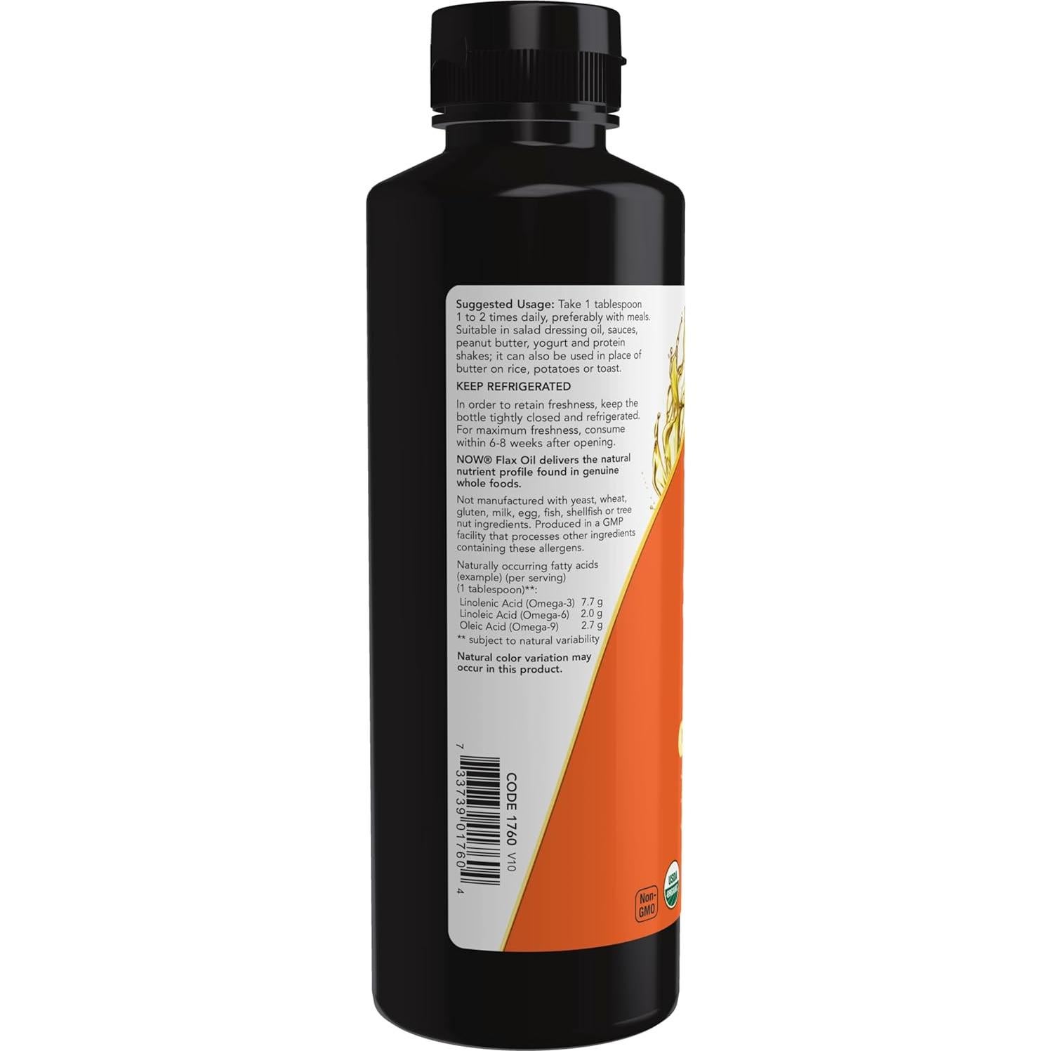 Aceite de Semilla de Lino Orgánico NOW Foods 355 ml Prensado en Frío