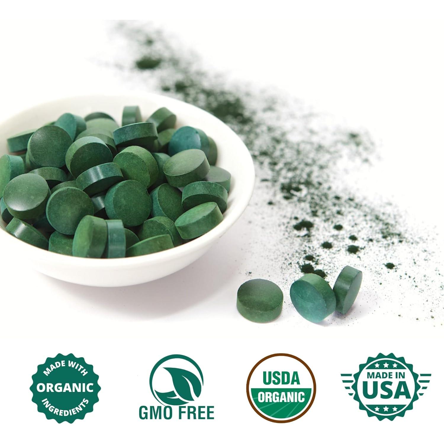 Tabletas de Espirulina y Clorella Orgánica Wizelephant 400 Unidades