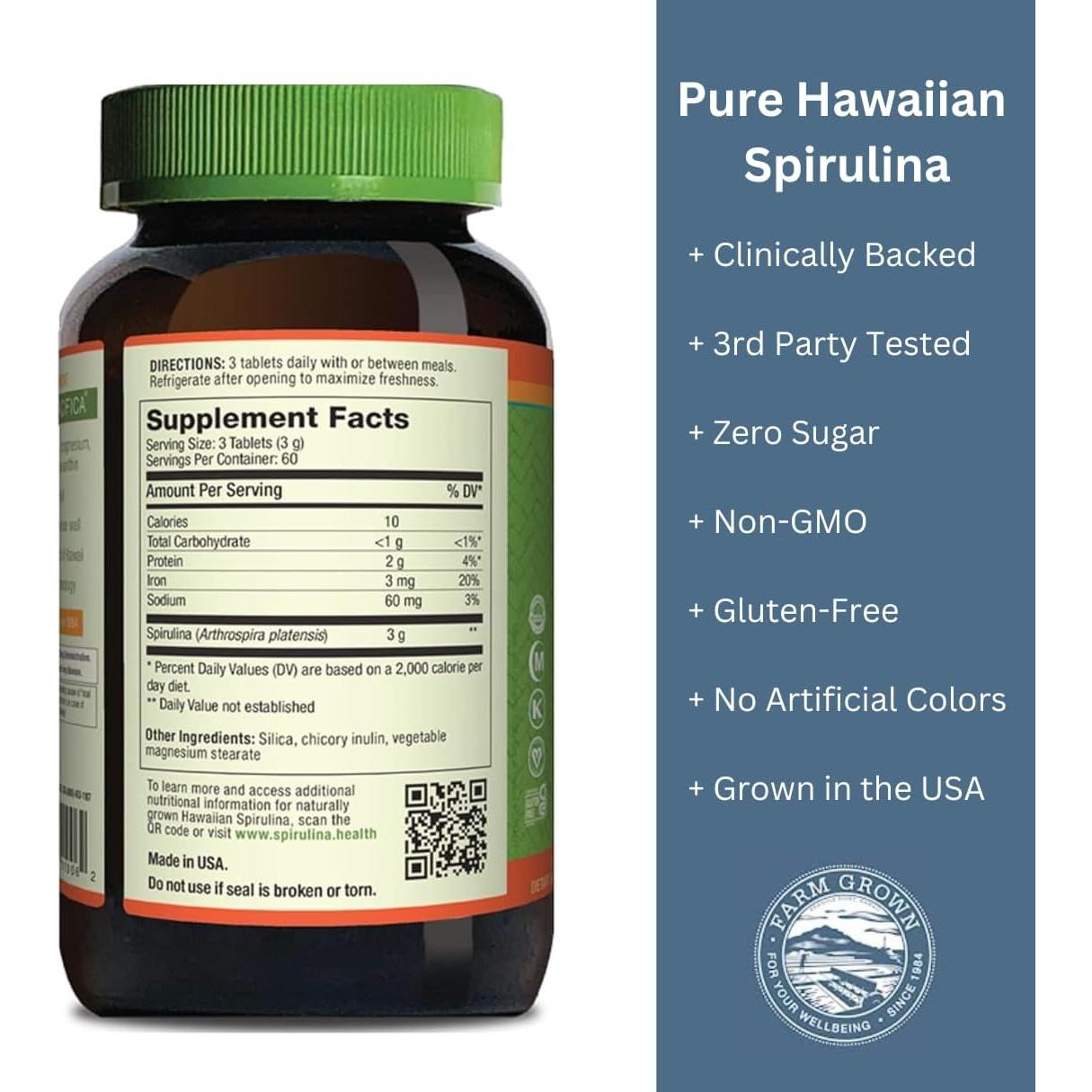 Espirulina Pura Nutrex Hawaii 1000 mg 180 Tabletas Veganas