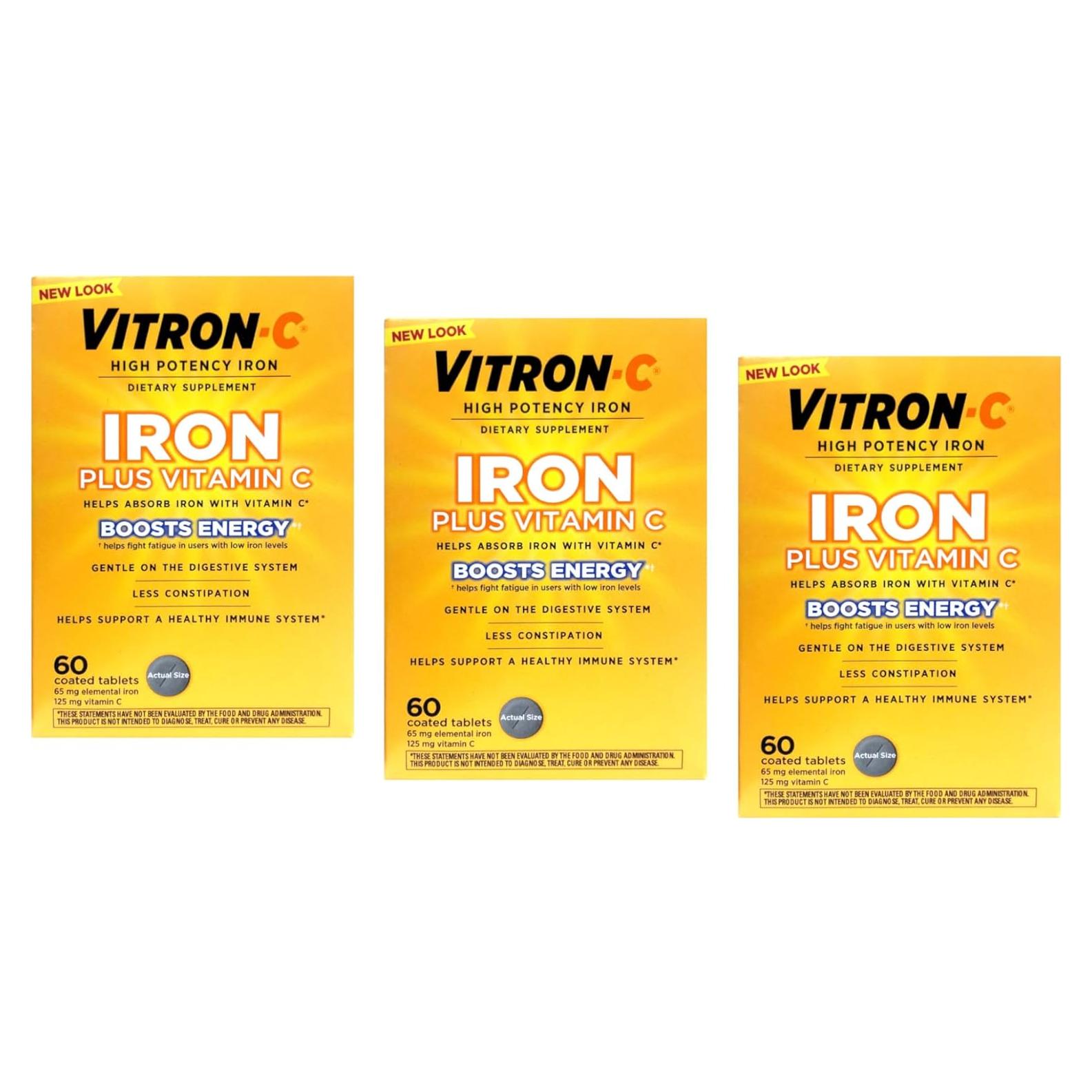 Suplemento de Hierro Vitron-C 180 Tabletas Veganas con Vitamina C