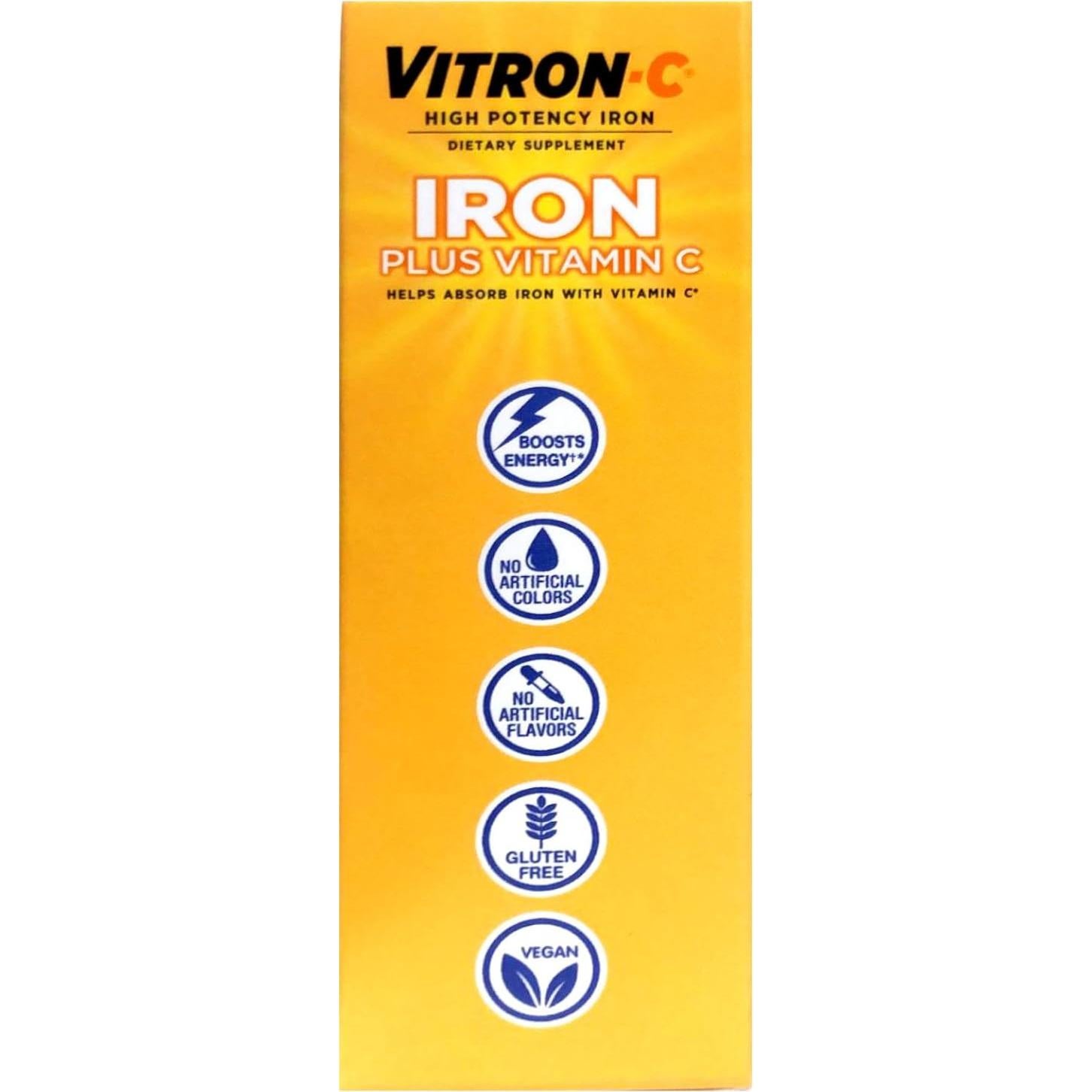 Suplemento de Hierro Vitron-C 180 Tabletas Veganas con Vitamina C
