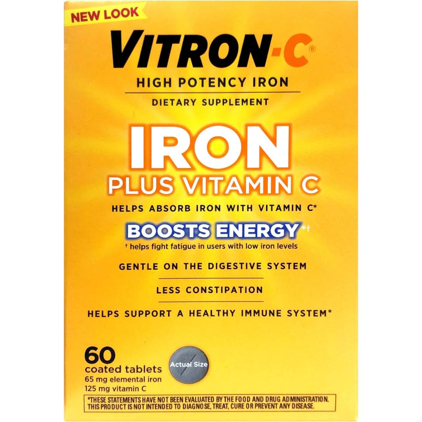 Suplemento de Hierro Vitron-C 180 Tabletas Veganas con Vitamina C