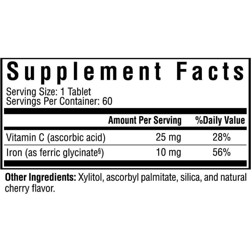 Hierro Masticable Seeking Health 10 mg con Vitamina C 60 Tabletas