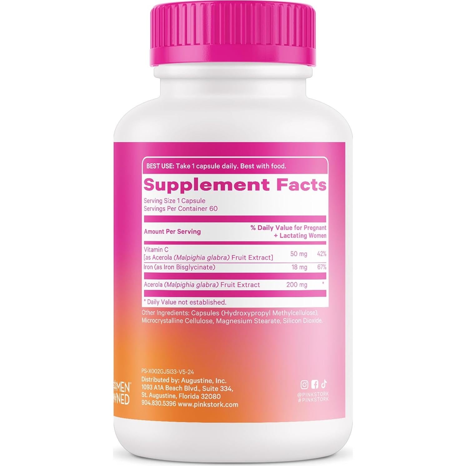 Suplemento Prenatal de Hierro Pink Stork - 18 mg Hierro y Vitamina C