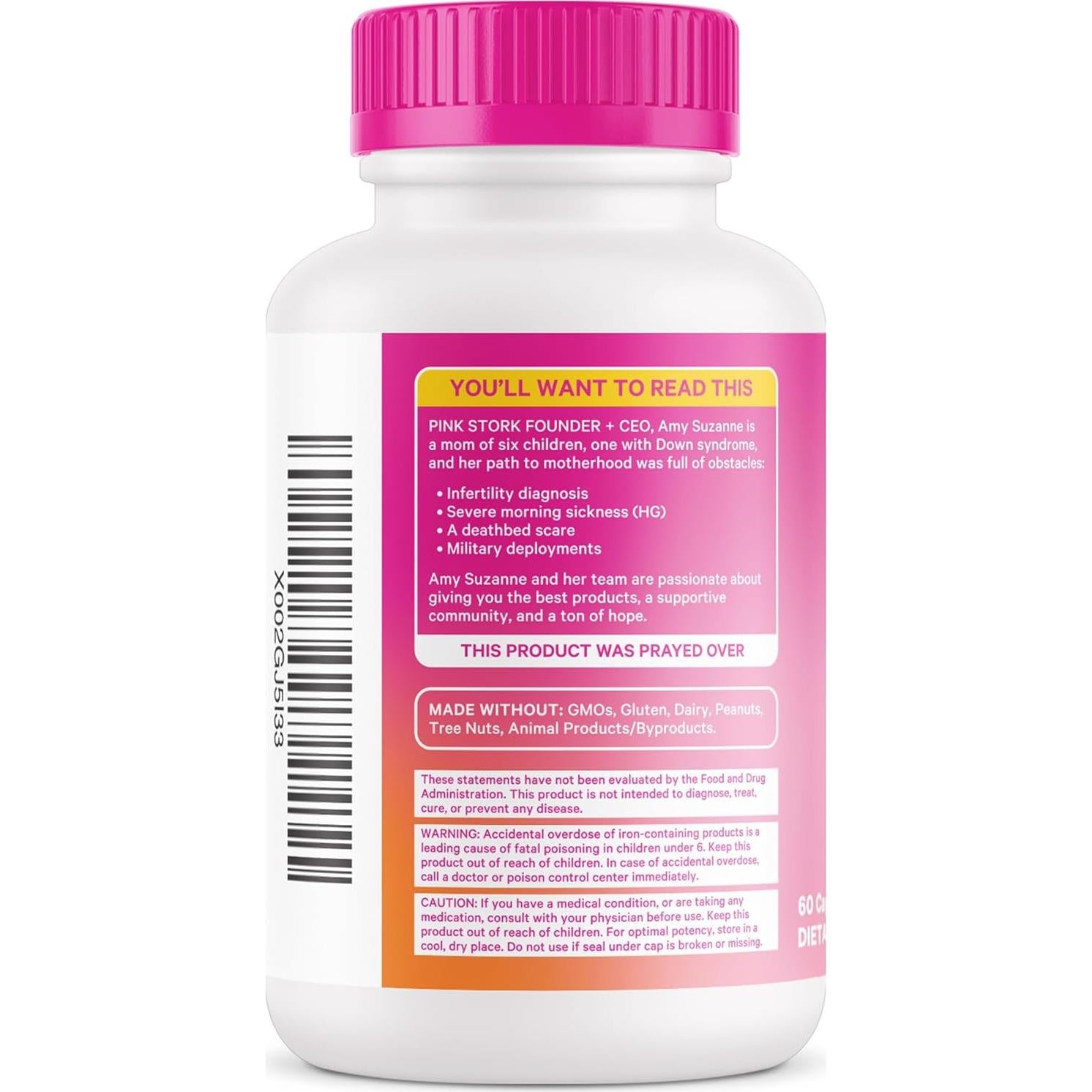 Suplemento Prenatal de Hierro Pink Stork - 18 mg Hierro y Vitamina C