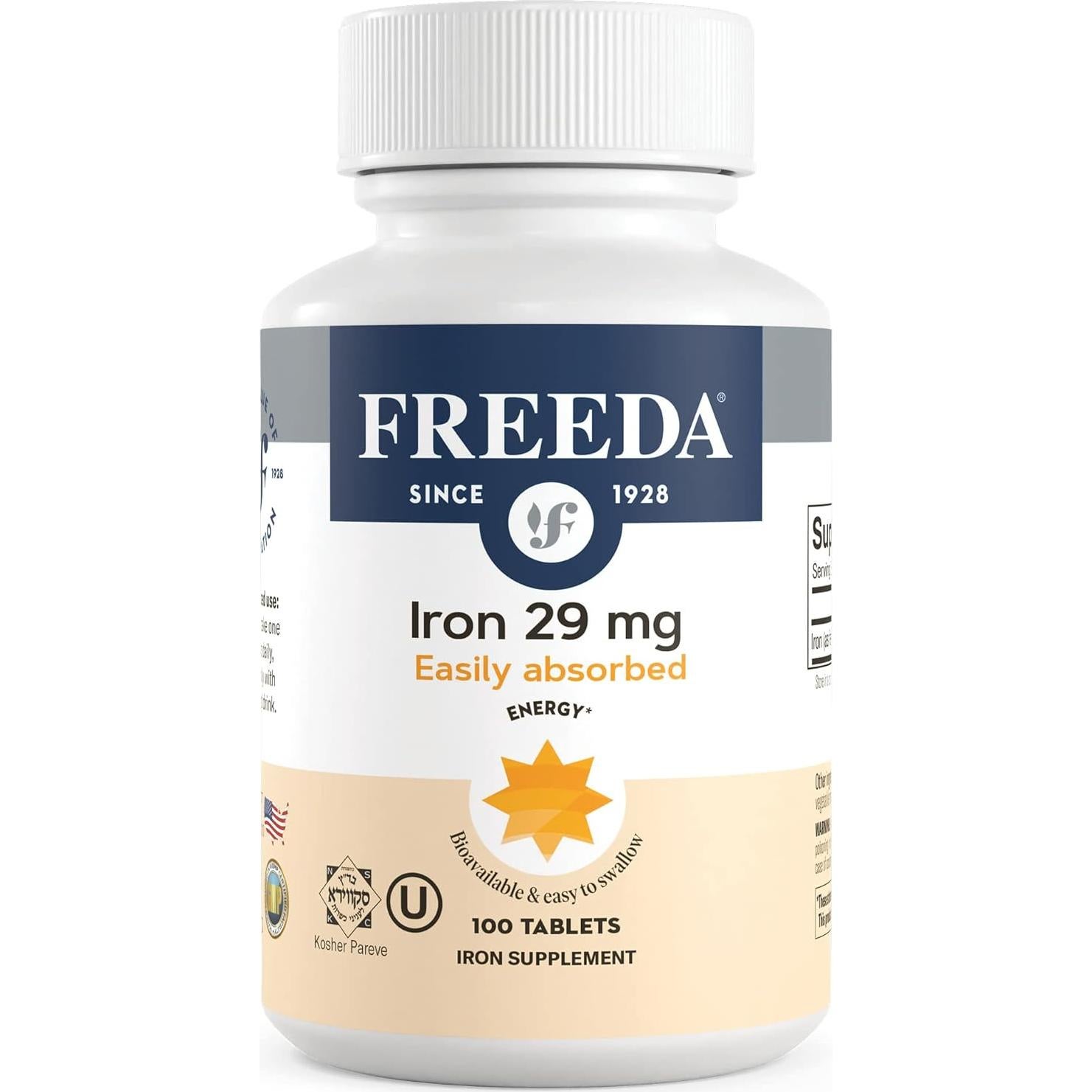 Suplemento de Hierro Freeda 29 mg - Tabletas Suaves 100 Unidades