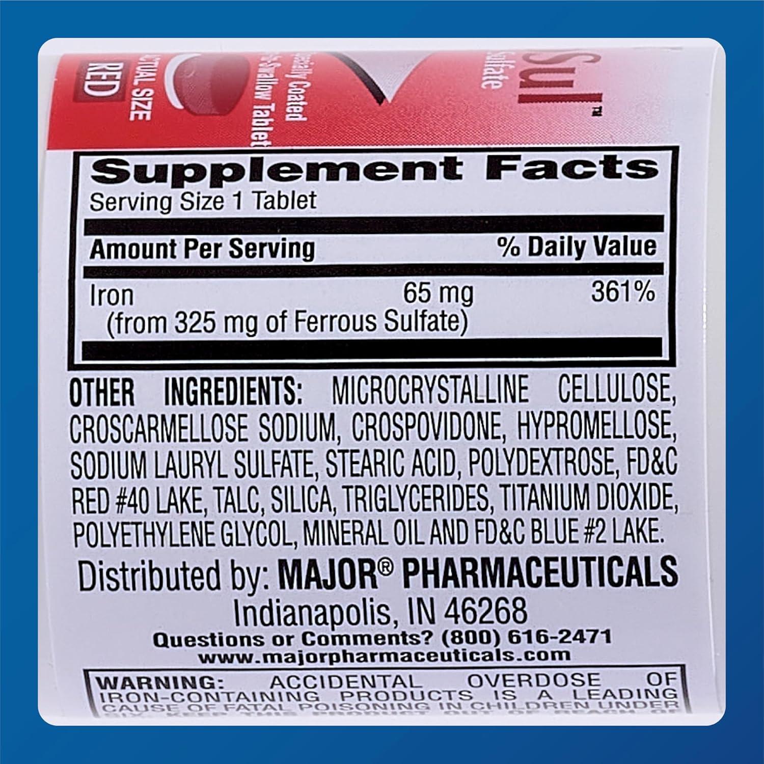 Suplemento de Hierro Ferosul Major 325 mg - 100 Tabletas