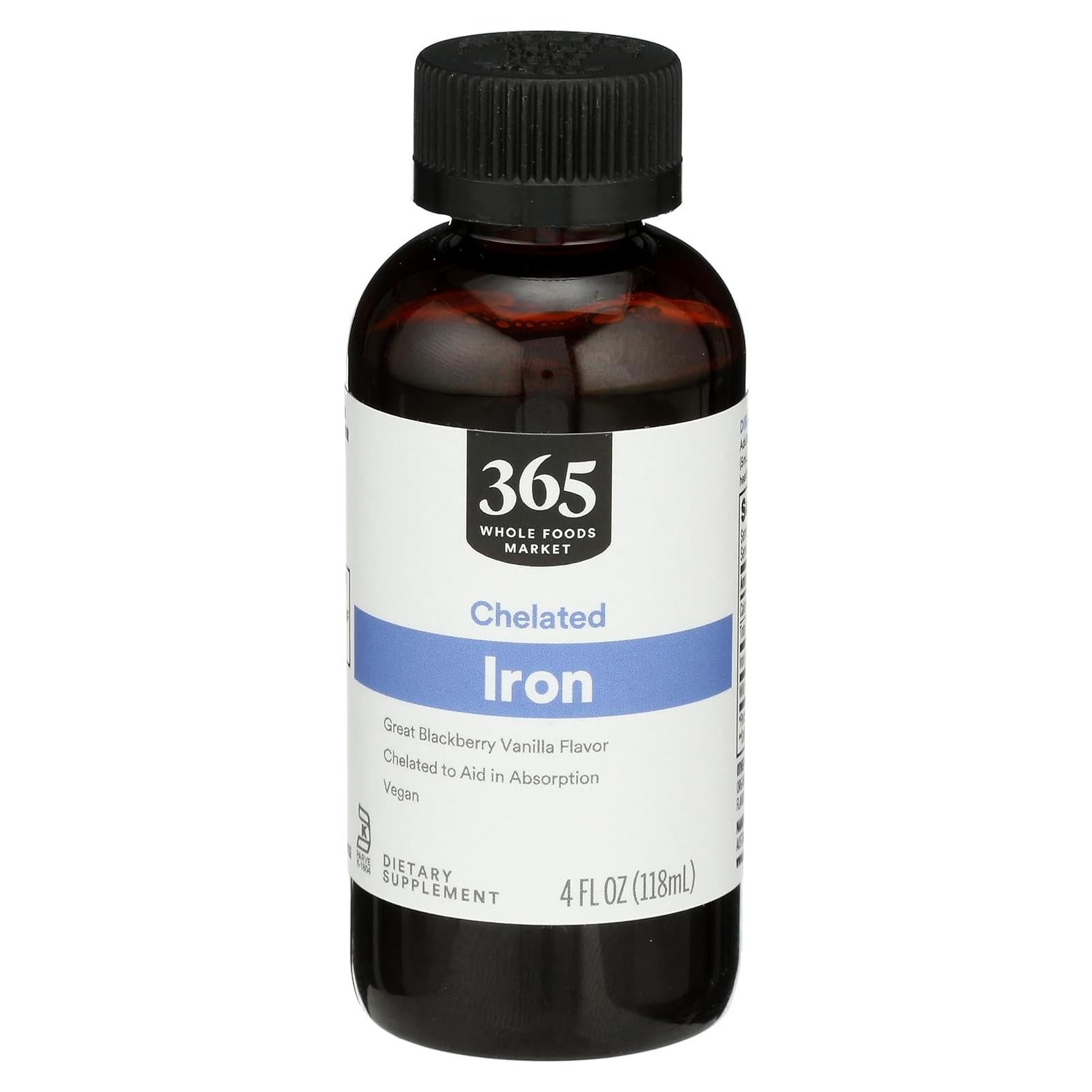 Hierro Líquido 365 Whole Foods - Sabor Mora Vainilla 113 g