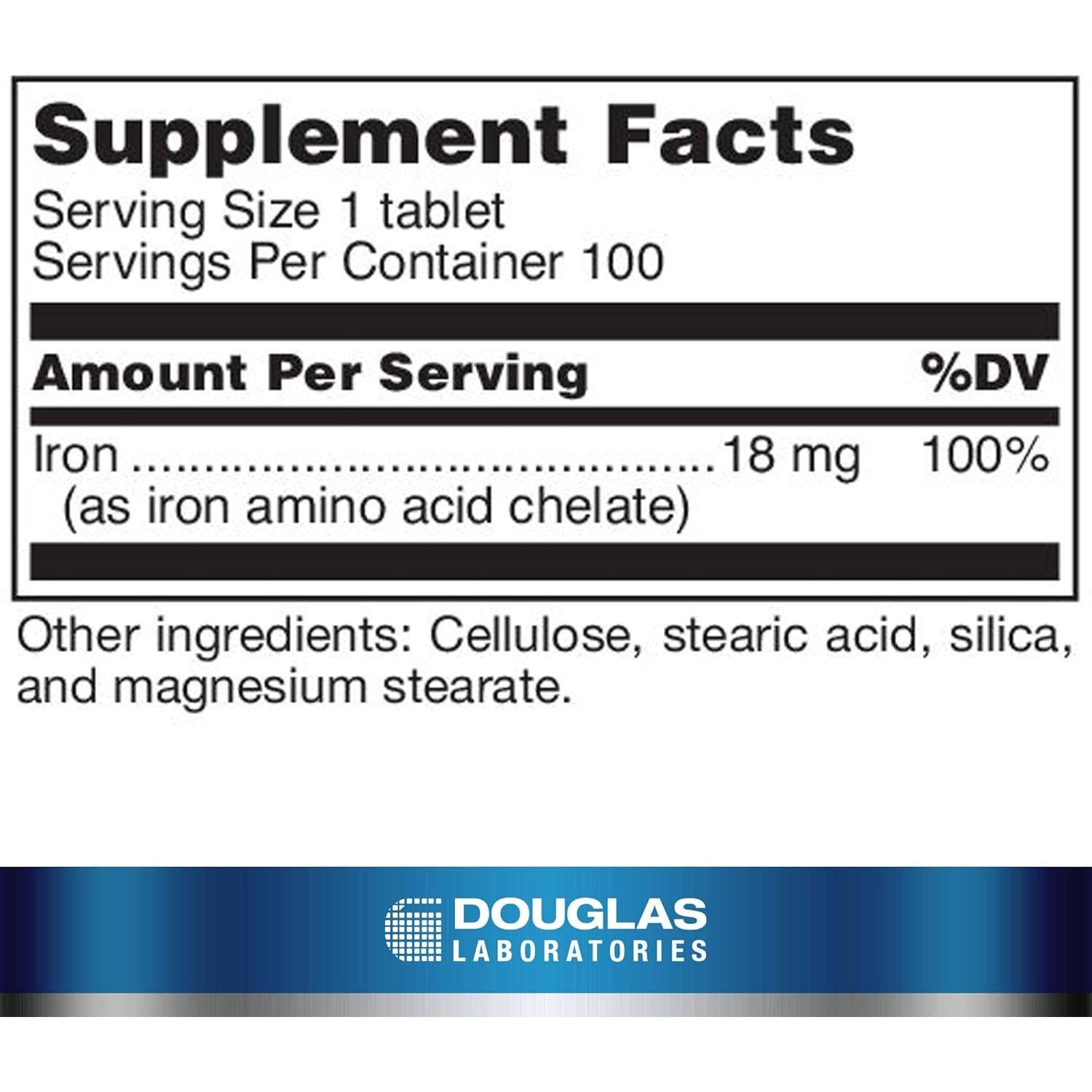 Suplemento de Hierro Douglas Laboratories 100 Tabletas