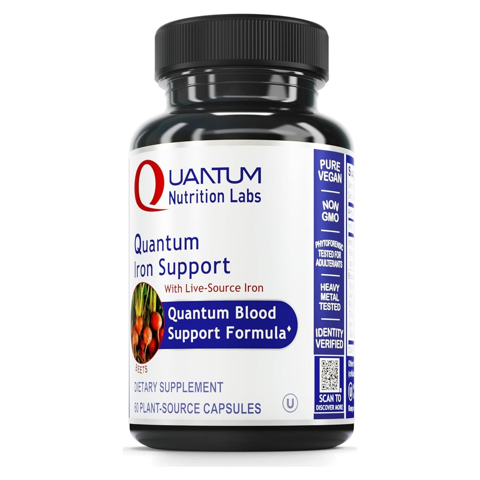 Suplemento de Hierro Cuántico Quantum Nutrition - 60 Cápsulas Veganas