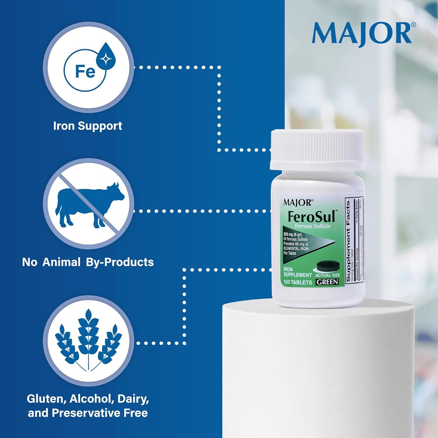 Suplemento de Hierro Major Ferosul 325 mg - 100 Tabletas