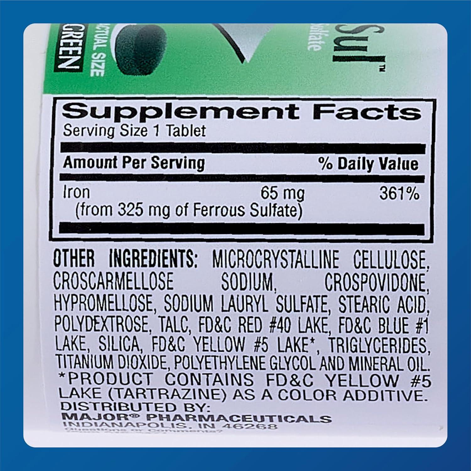 Suplemento de Hierro Major Ferosul 325 mg - 100 Tabletas