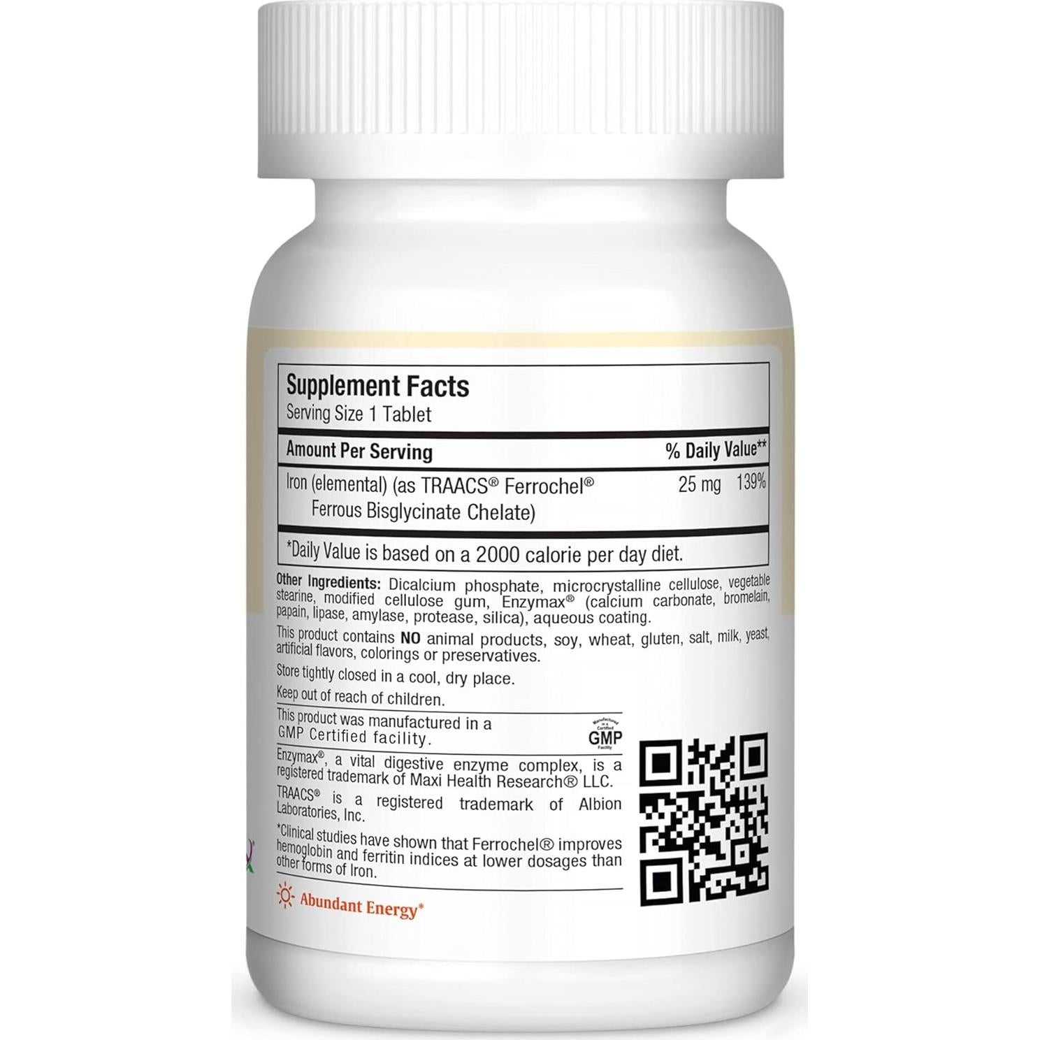 Suplemento de Hierro Maxi Health Ferrochel 25 mg - 100 Tabletas