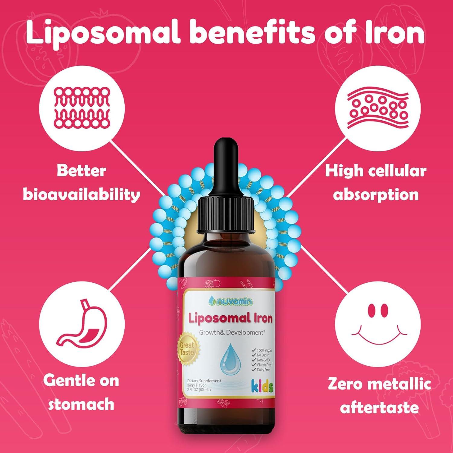 Gotas de Hierro Liposomal Nuvamin 60ml Sabor a Baya Vegano