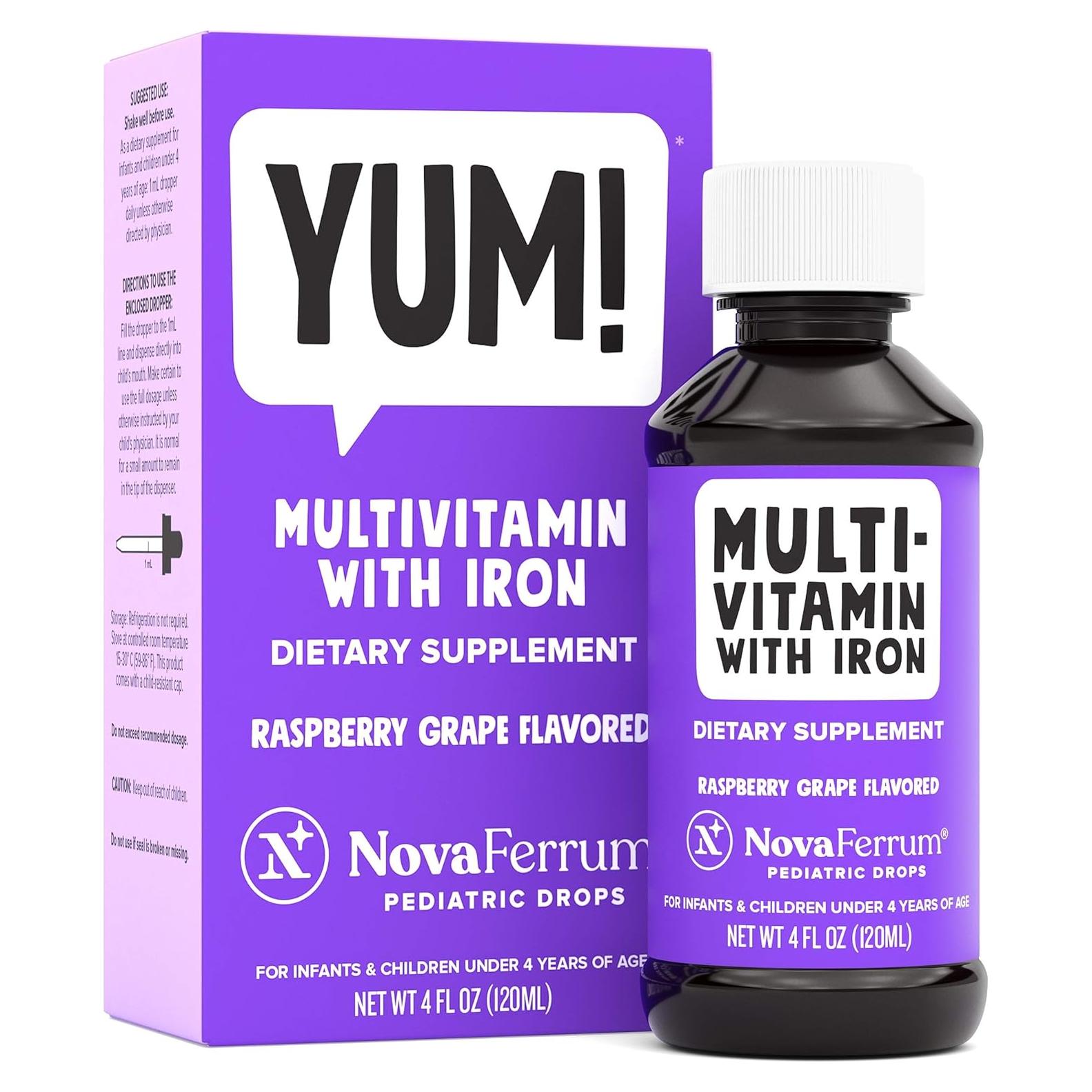 NovaFerrum Yum Multivitamina con Hierro 120 Porciones Frambuesa Uva