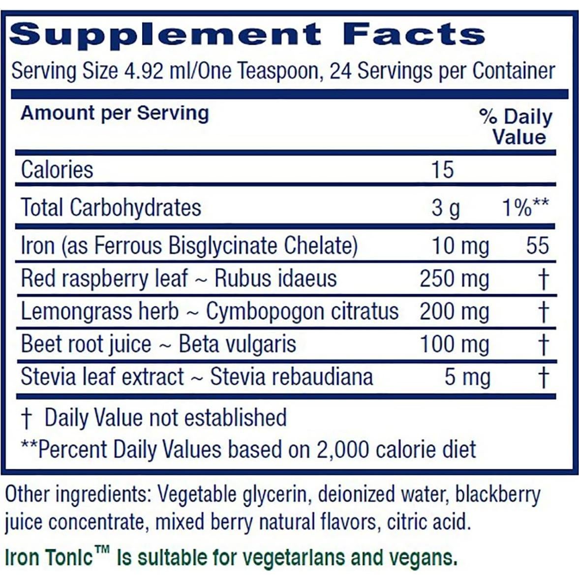 Tónico de Hierro Vitanica Líquido Vegano 120 ml Sabor Mora