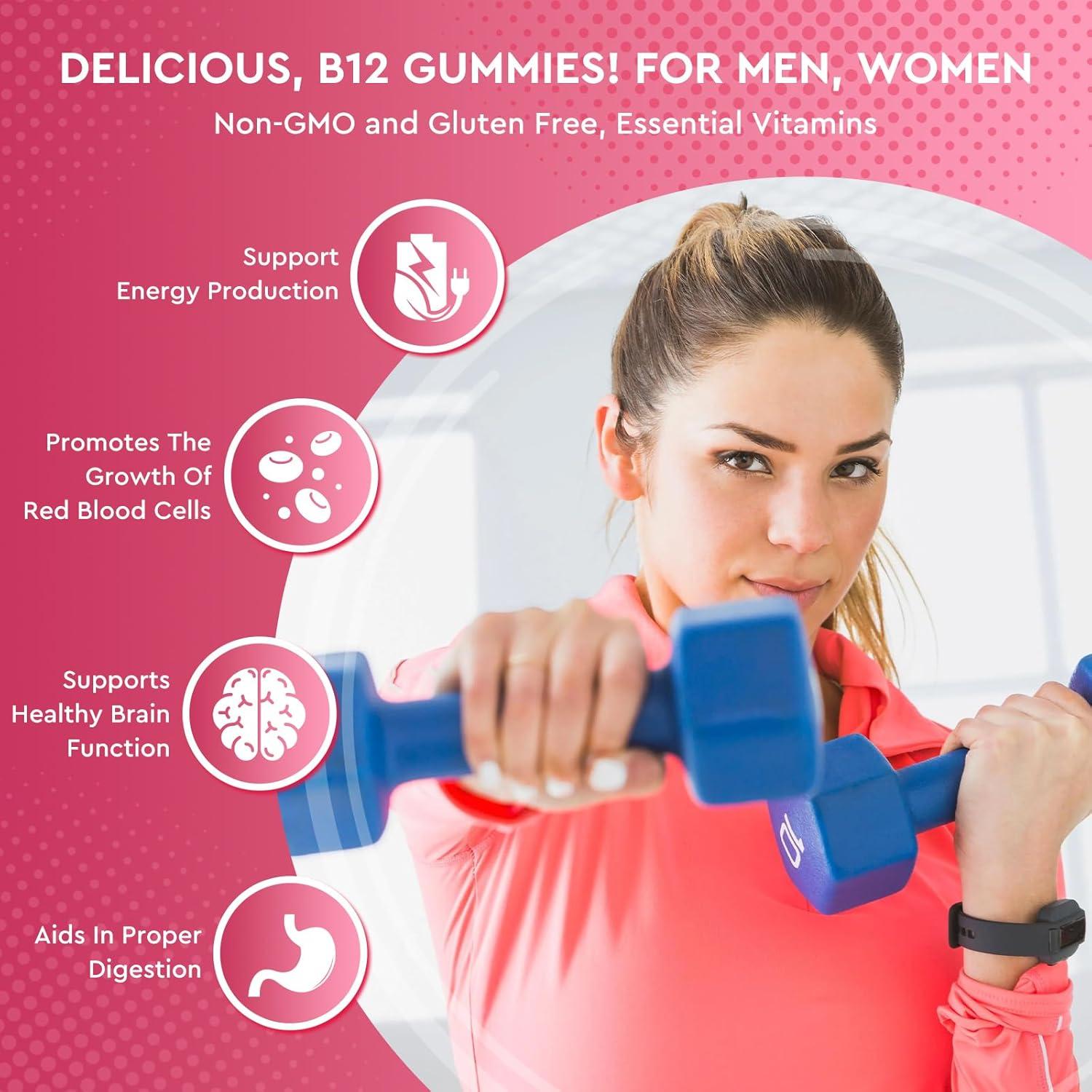 Gomitas de Vitamina B12 ReviNutra 5000 mcg con Hierro y D3