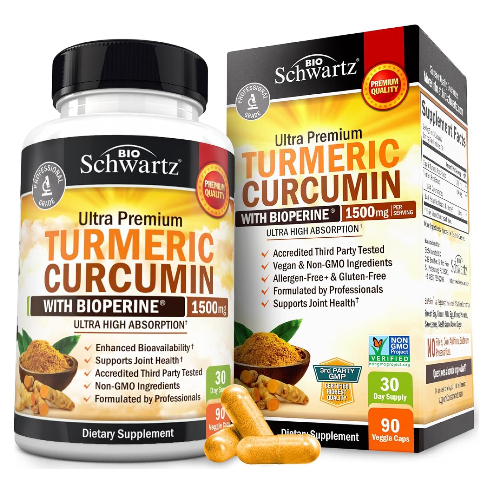 Cápsulas de Cúrcuma Curcumina BioSchwartz 1500mg 90 Unidades