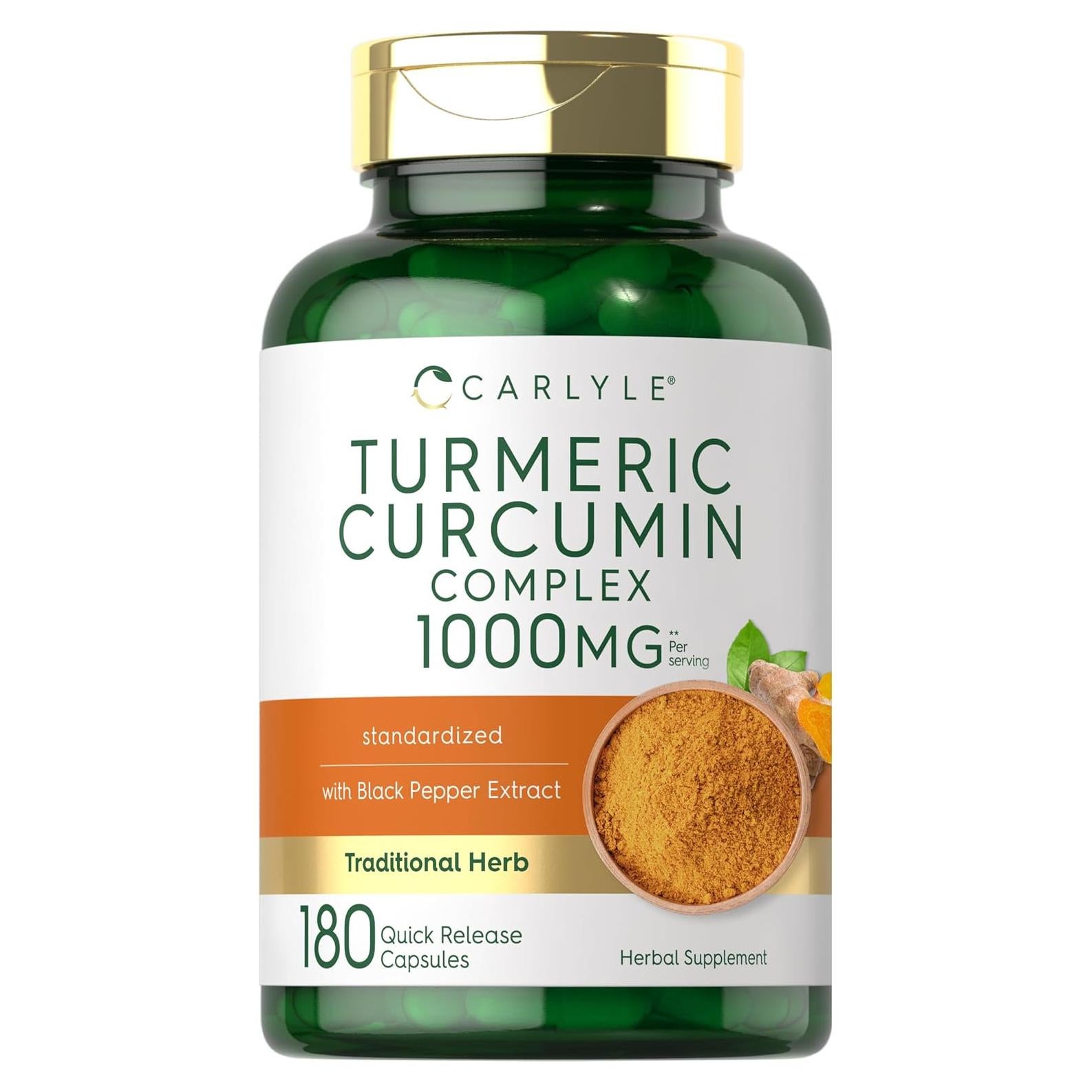 Cápsulas de Cúrcuma Curcumina Carlyle 1000mg con Pimienta Negra