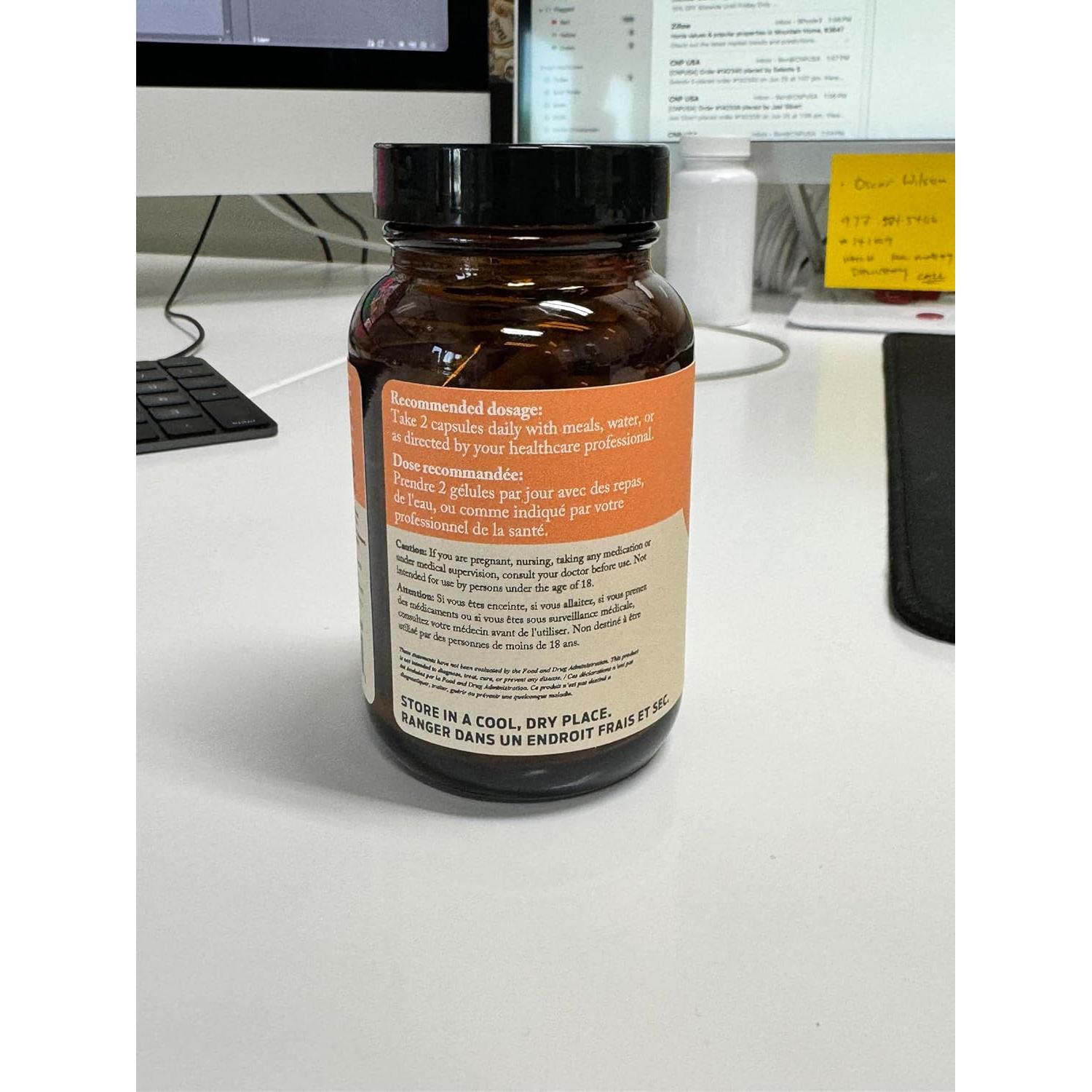 Cápsulas de Cúrcuma Orgánica 600mg - Suplemento Natural 100 Unidades