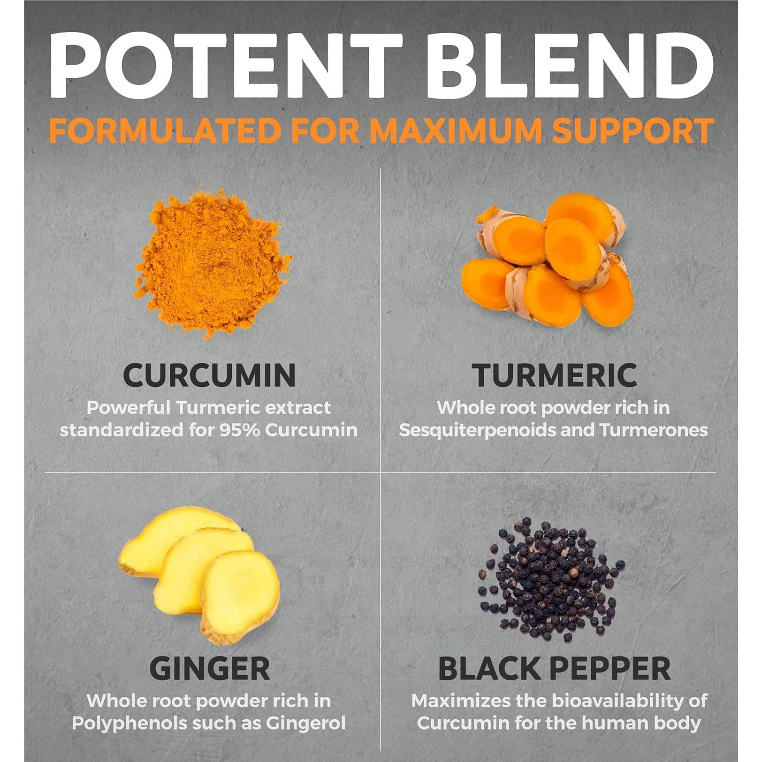 Suplemento Orgánico de Cúrcuma Jengibre Pimienta Negra - 60 Cápsulas Veganas