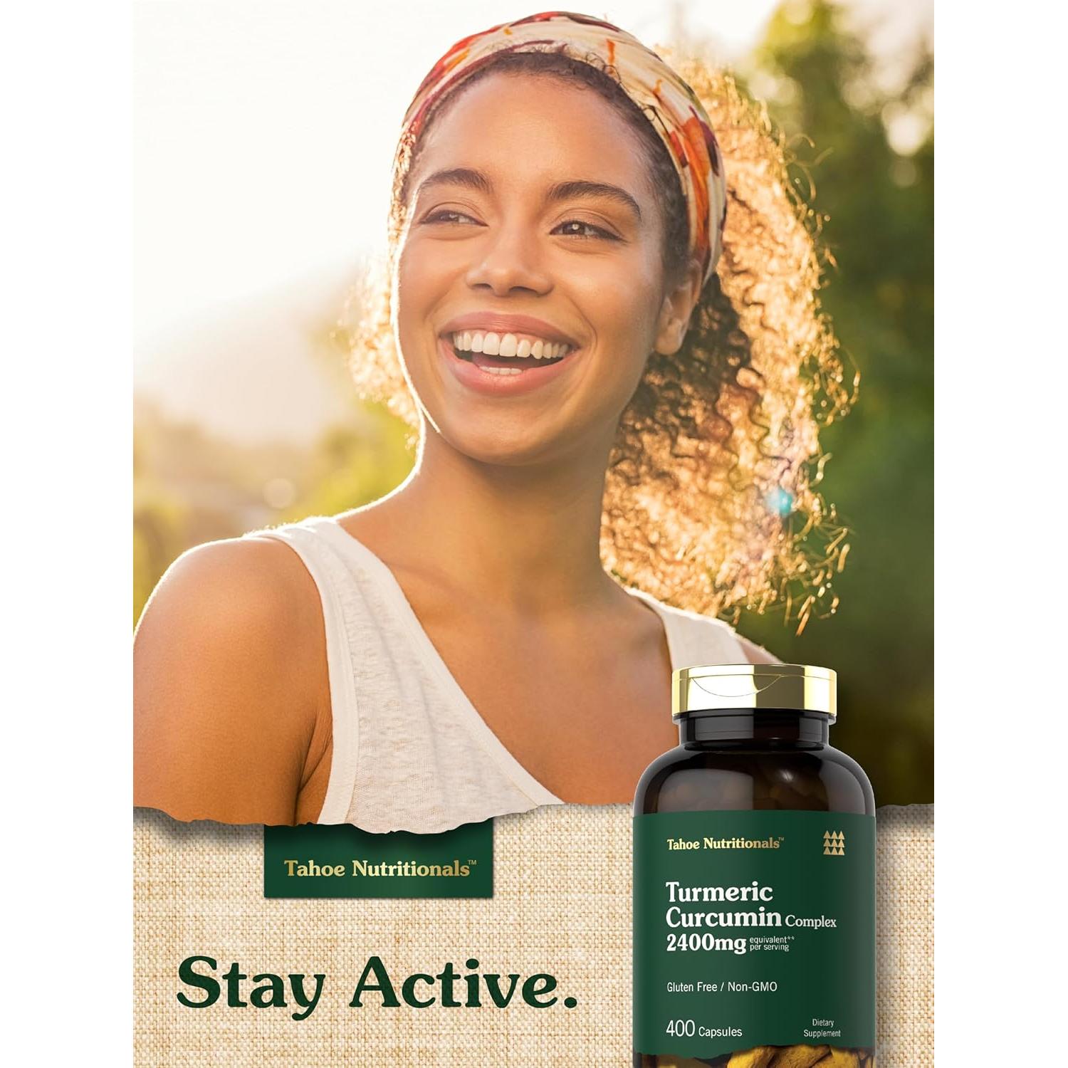 Suplemento de Cúrcuma Curcumina Tahoe Nutritionals 2400mg 400 Cápsulas