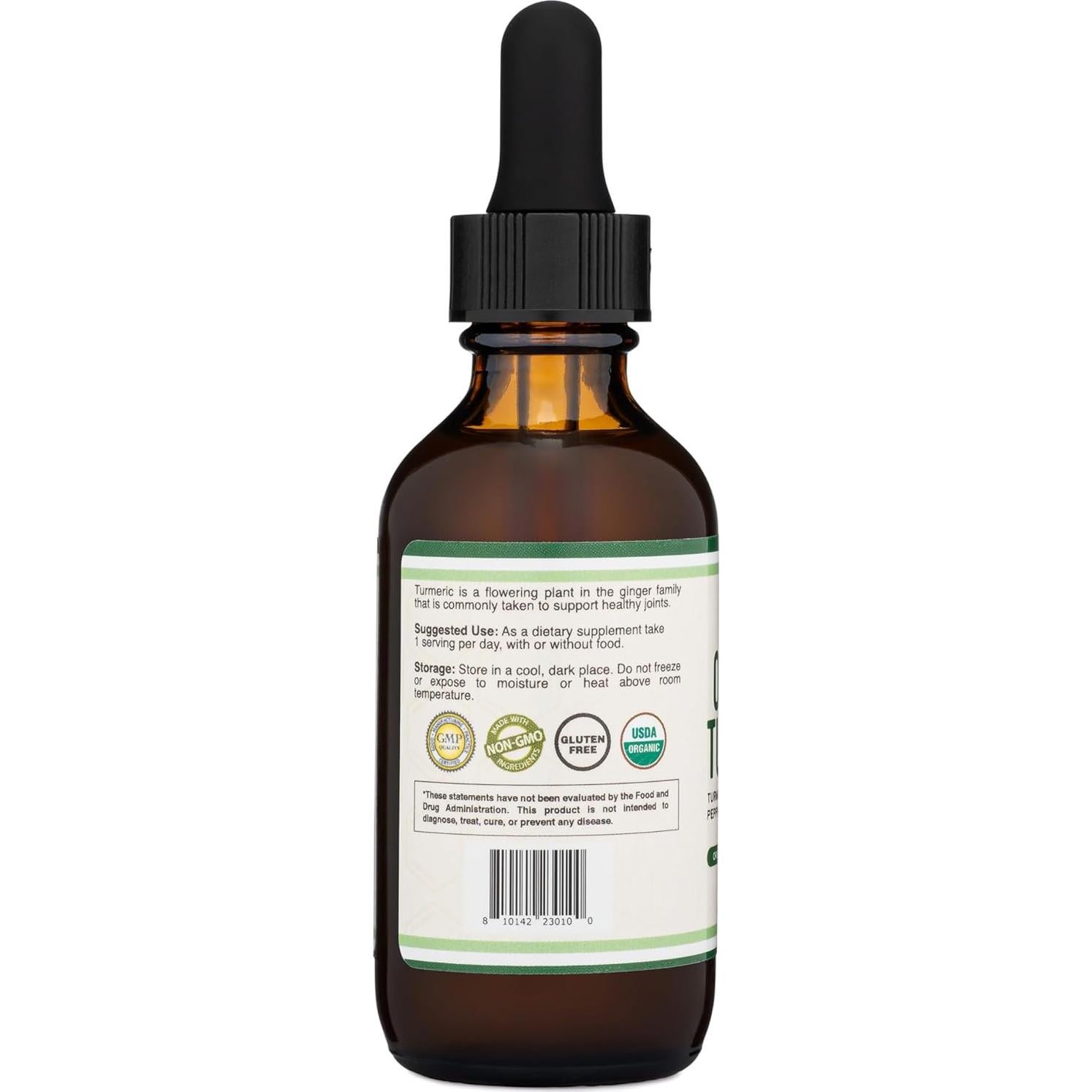 Gotas de Cúrcuma Orgánica Double Wood 60ml - Suplemento con Pimienta Negra