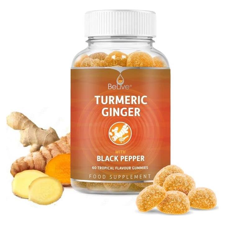 Gomitas de Cúrcuma BeLive con Jengibre y Pimienta Negra - 60 Unidades