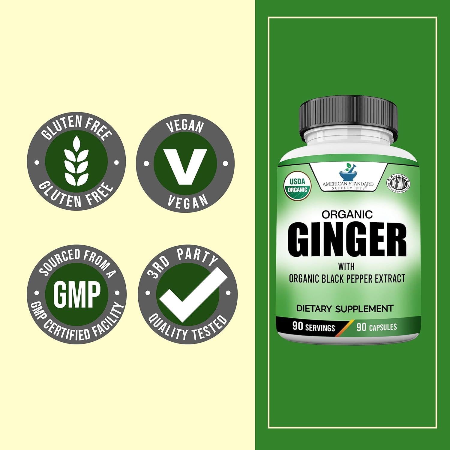 Extracto de Jengibre Orgánico American Standard 90 Cápsulas Vegano