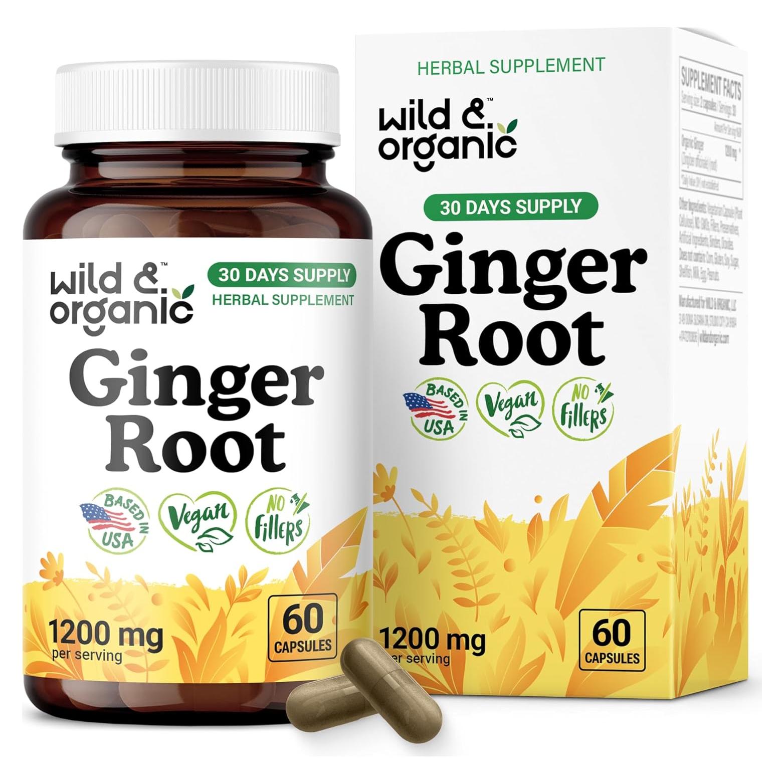 Cápsulas de Jengibre Silvestre y Orgánico 60 Caps - Soporte Inmunológico