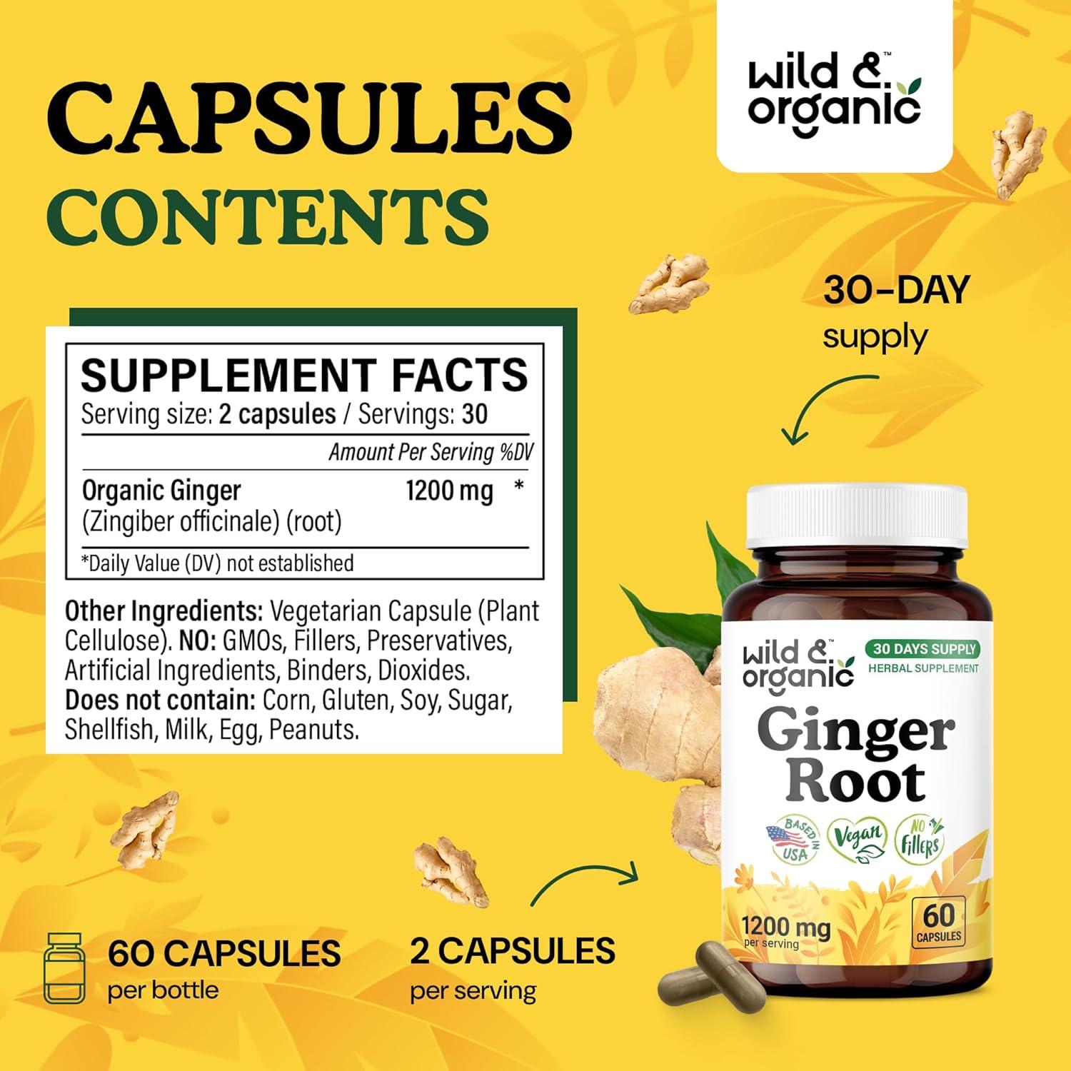 Cápsulas de Jengibre Silvestre y Orgánico 60 Caps - Soporte Inmunológico